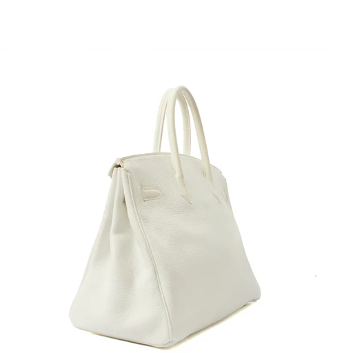 Picture of Hermes Top Handle Birkin 35 in White, Clemence Leather