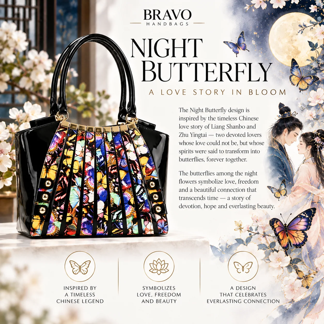 Irina Signature Series II Large Night Butterfly Calfskin Handbag – BH91-7610