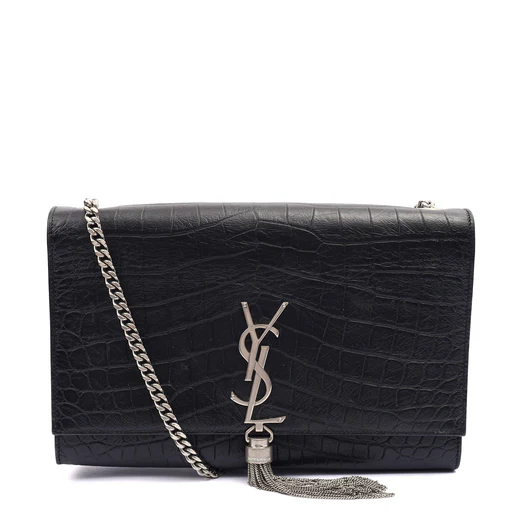 Picture of Saint Laurent Cross Body Kate Small Tassel in Black, Exotic Effect Leather