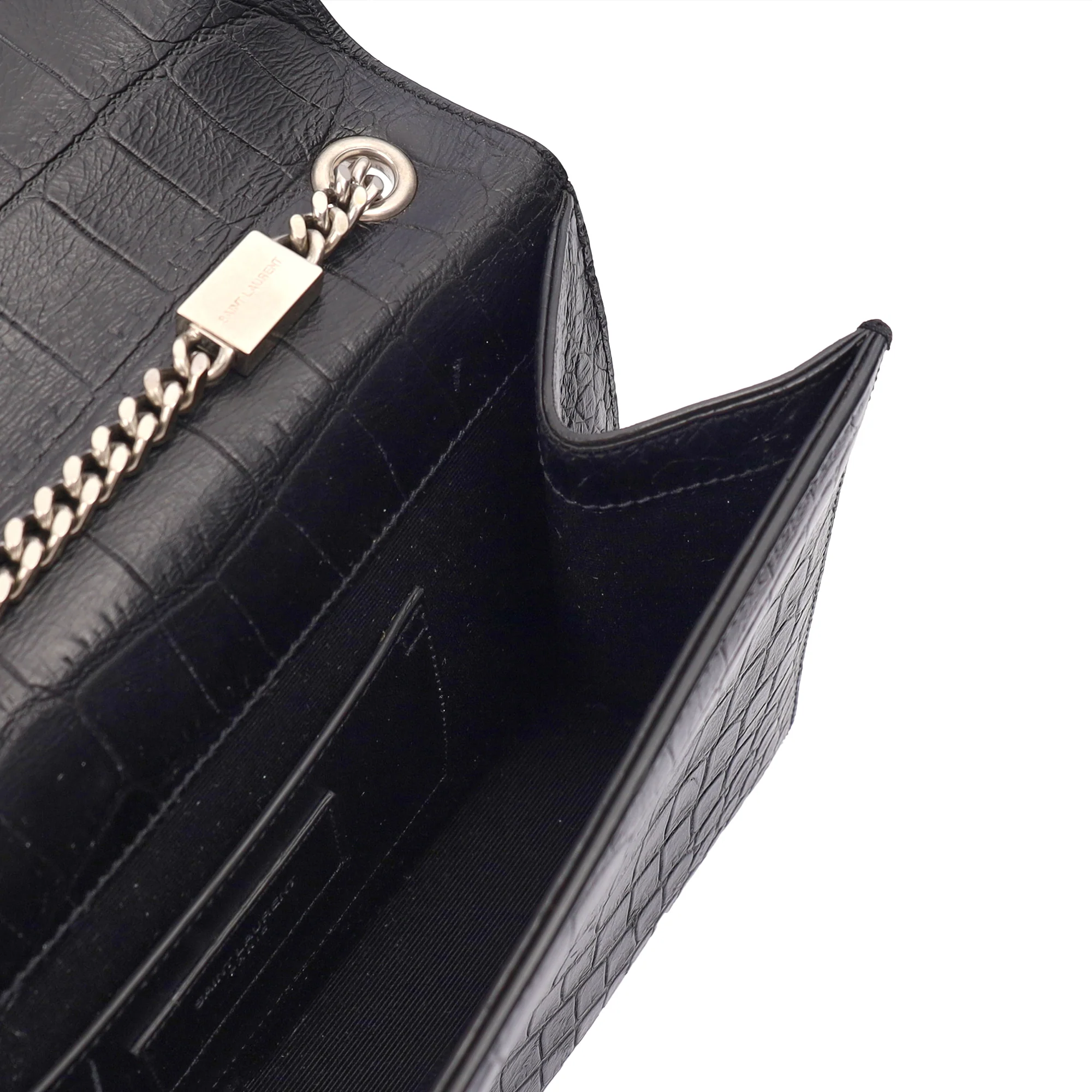 Picture of Saint Laurent Cross Body Kate Small Tassel in Black, Exotic Effect Leather