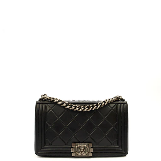 Picture of Chanel Shoulder Bag Boy - Medium in Black, Calfskin Leather