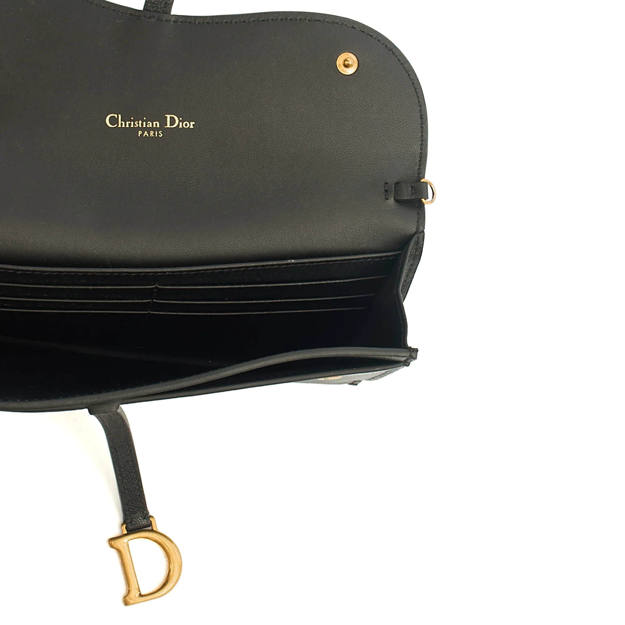 Picture of Christian Dior Cross Body Long Saddle Wallet with Chain in Black, Calfskin