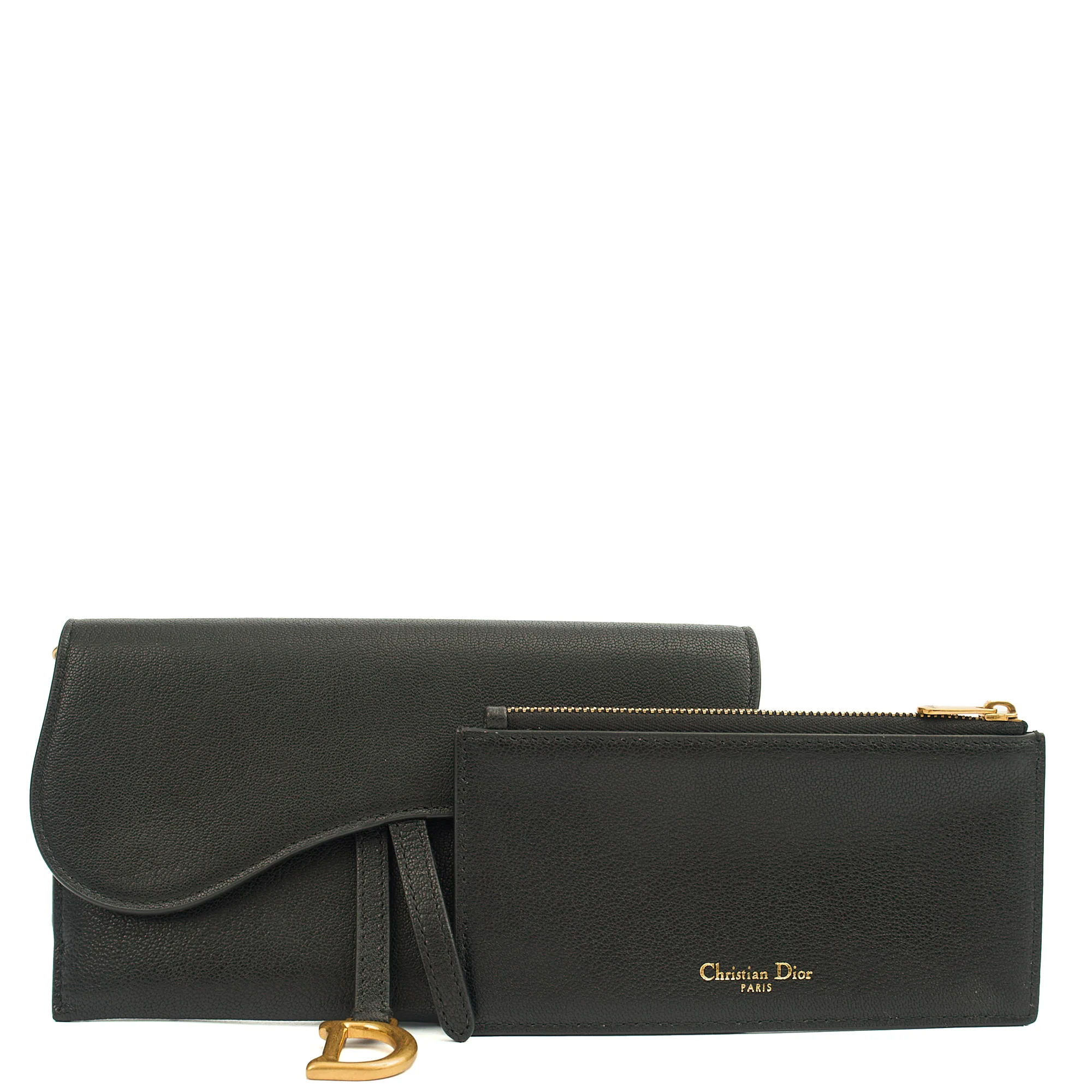 Picture of Christian Dior Cross Body Long Saddle Wallet with Chain in Black, Calfskin