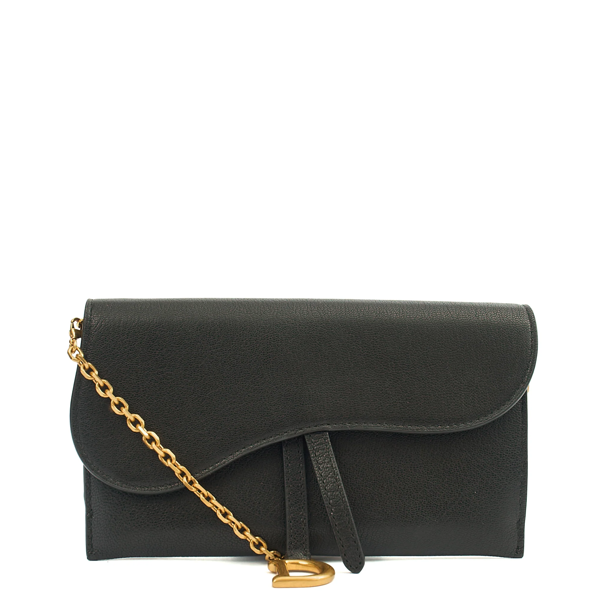 Picture of Christian Dior Cross Body Long Saddle Wallet with Chain in Black, Calfskin