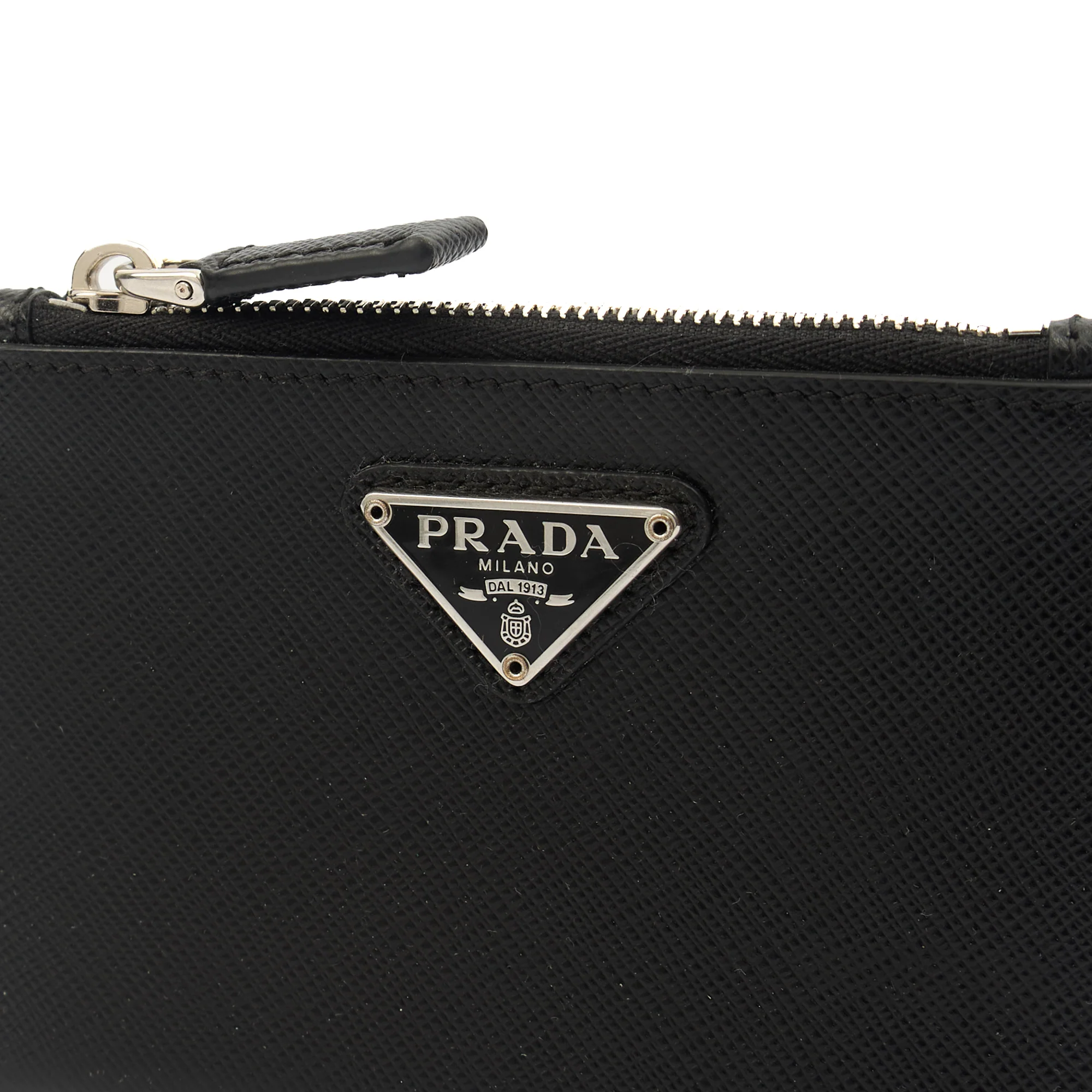 Picture of Prada Key Ring Card Holder in Black, Saffiano Leather