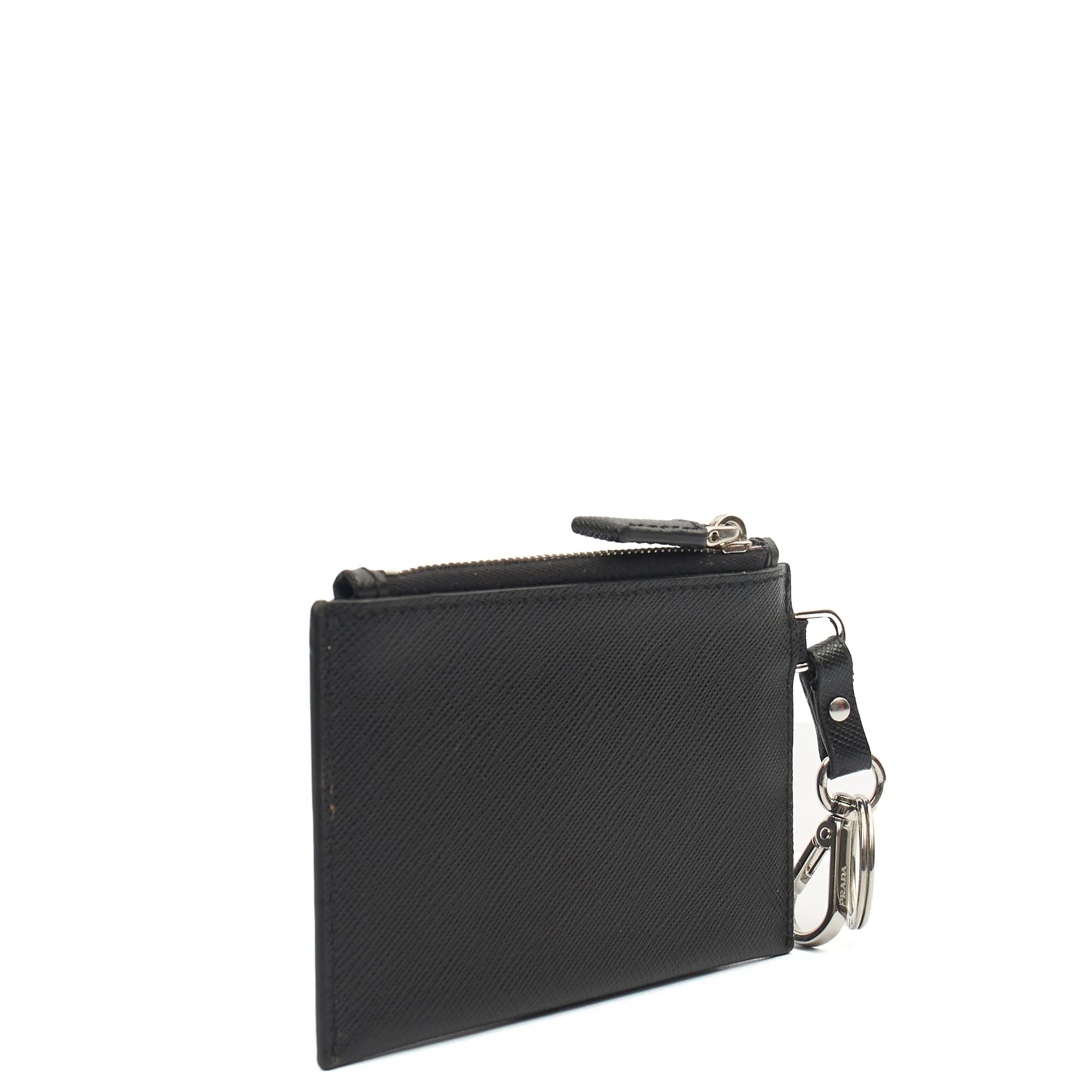 Picture of Prada Key Ring Card Holder in Black, Saffiano Leather