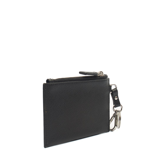 Picture of Prada Key Ring Card Holder in Black, Saffiano Leather