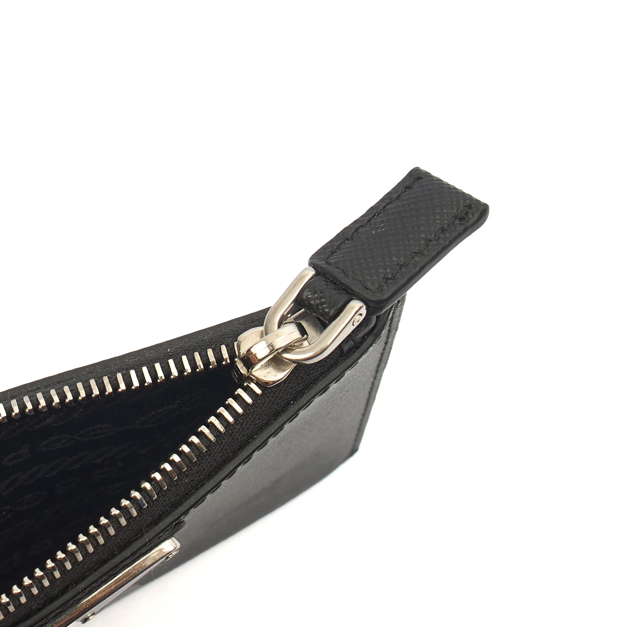 Picture of Prada Key Ring Card Holder in Black, Saffiano Leather