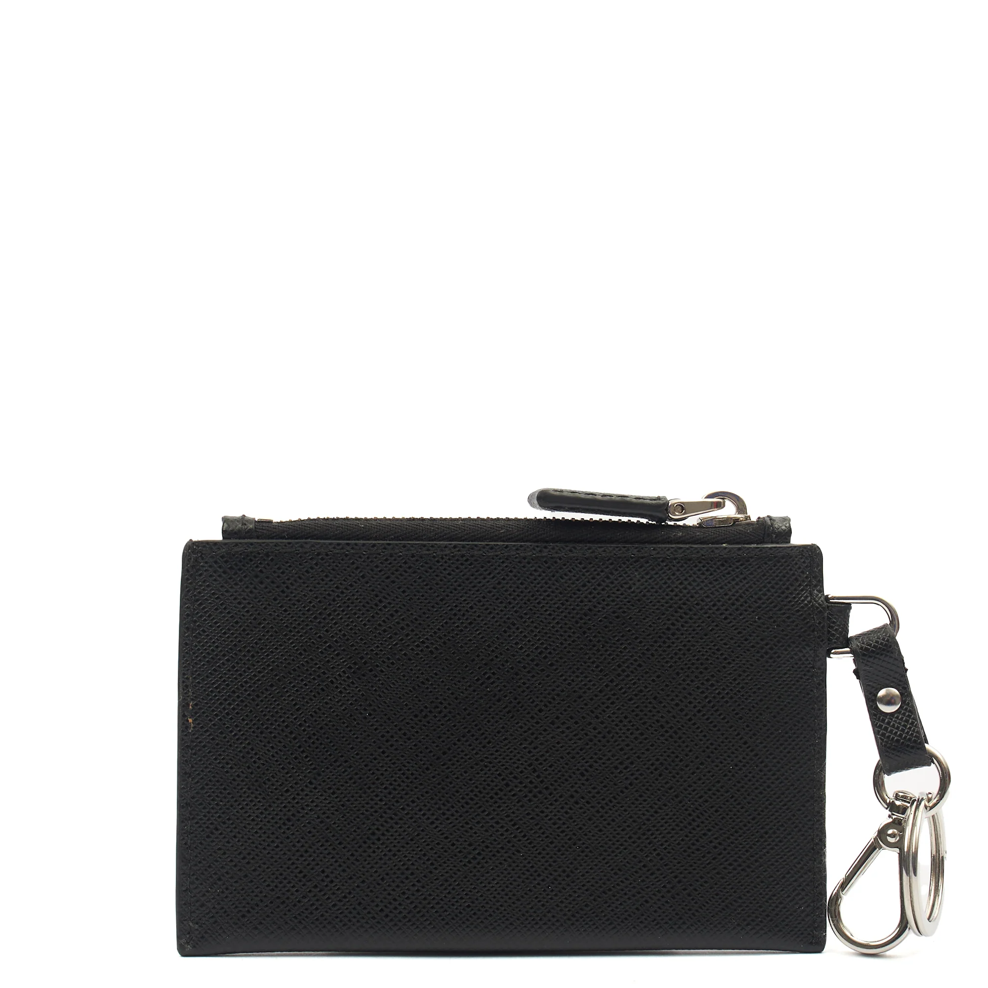 Picture of Prada Key Ring Card Holder in Black, Saffiano Leather