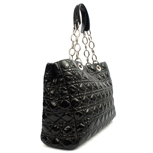 Picture of Christian Dior Tote Soft Cannage Shopper in Black, Patent Leather
