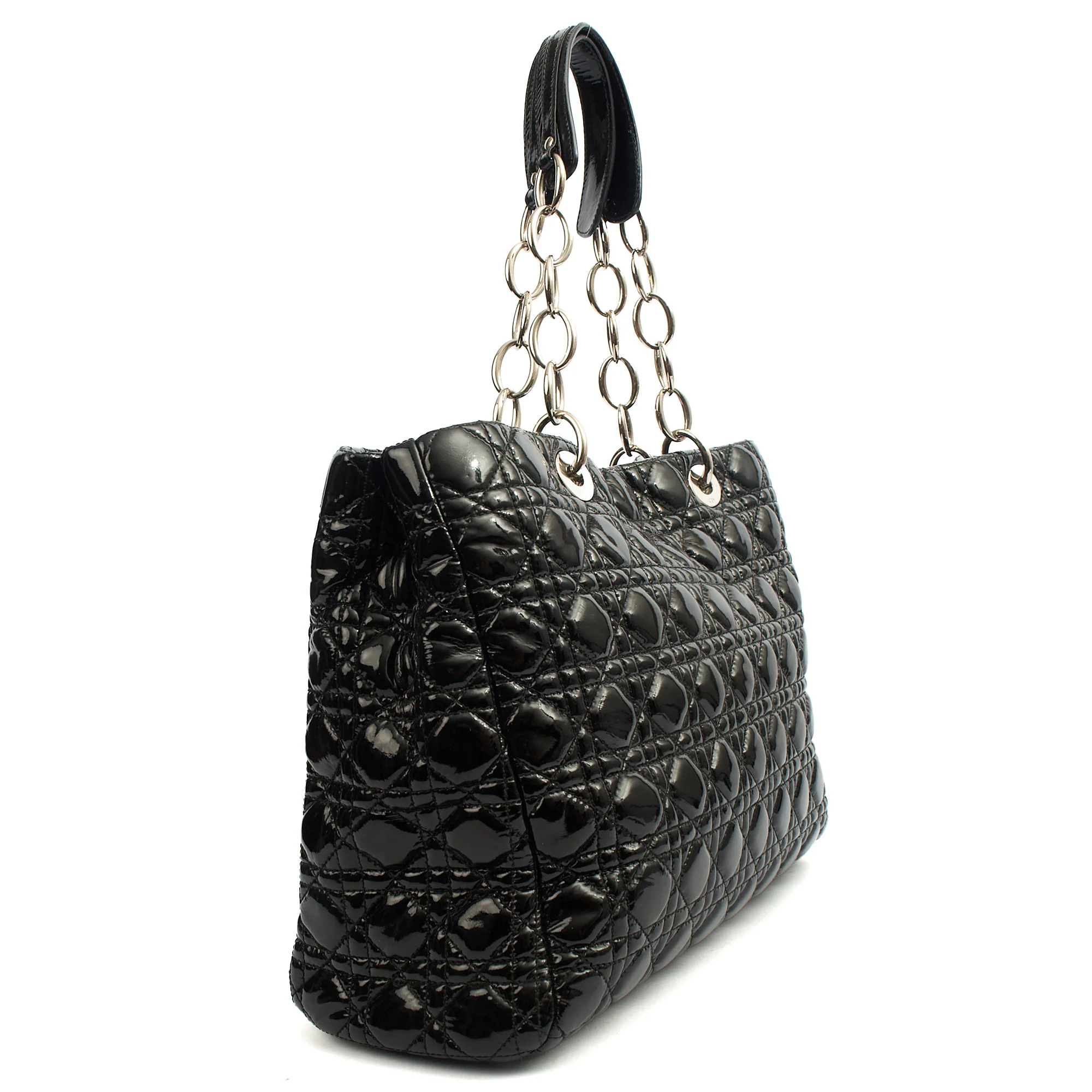 Picture of Christian Dior Tote Soft Cannage Shopper in Black, Patent Leather