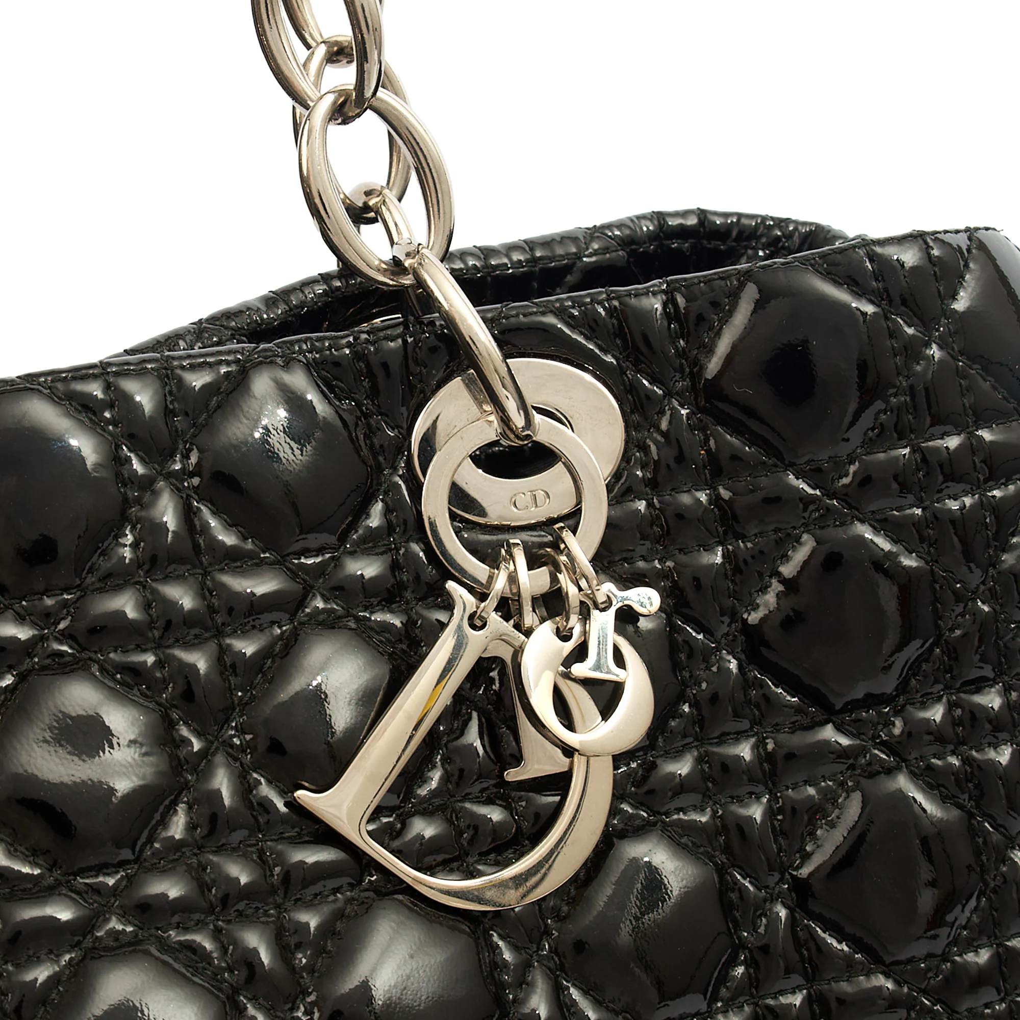 Picture of Christian Dior Tote Soft Cannage Shopper in Black, Patent Leather