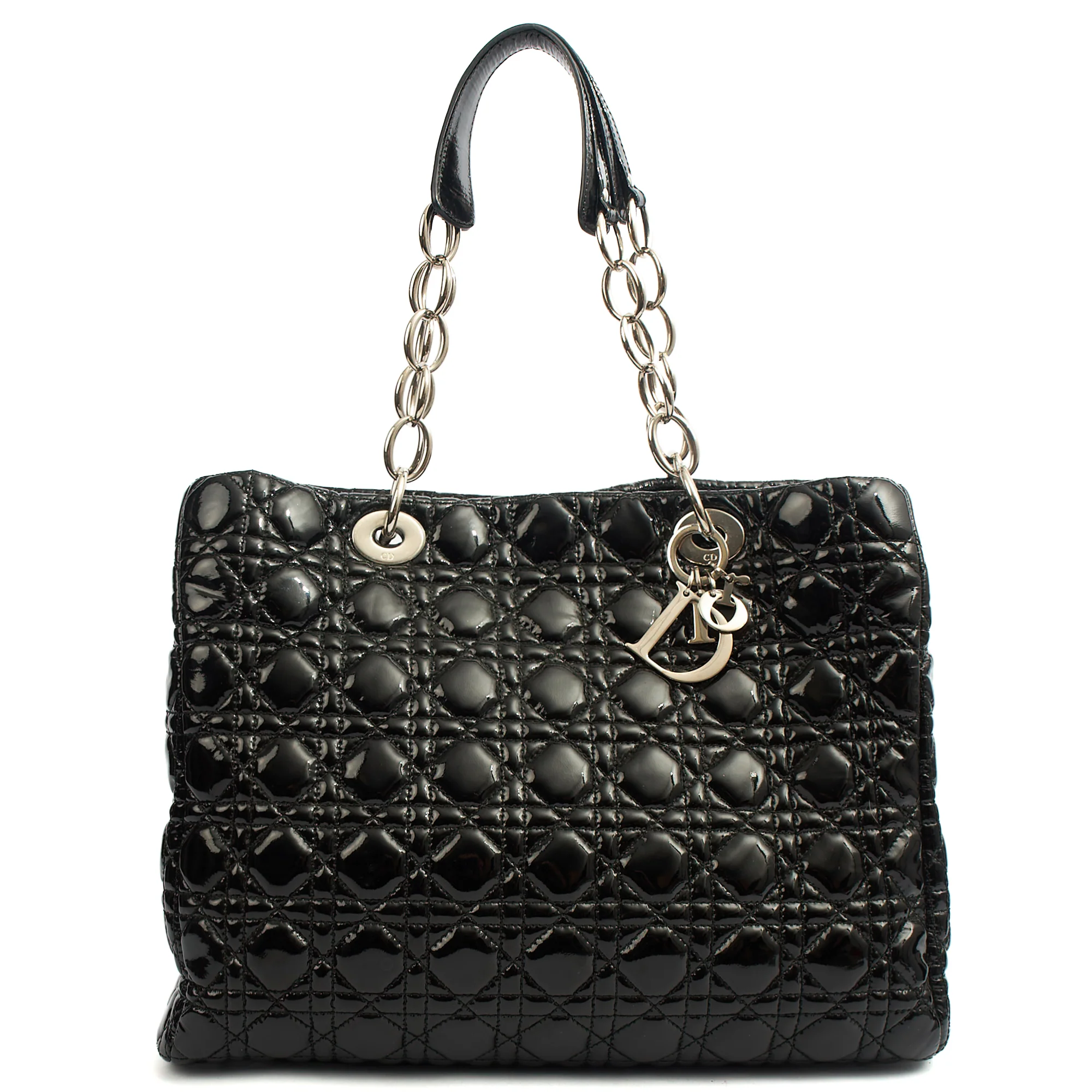 Picture of Christian Dior Tote Soft Cannage Shopper in Black, Patent Leather