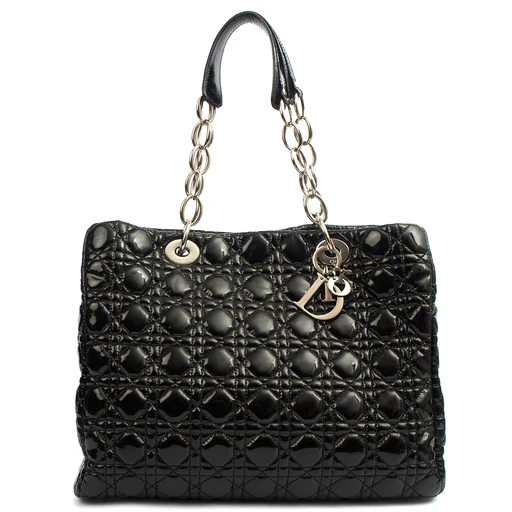 Picture of Christian Dior Tote Soft Cannage Shopper in Black, Patent Leather
