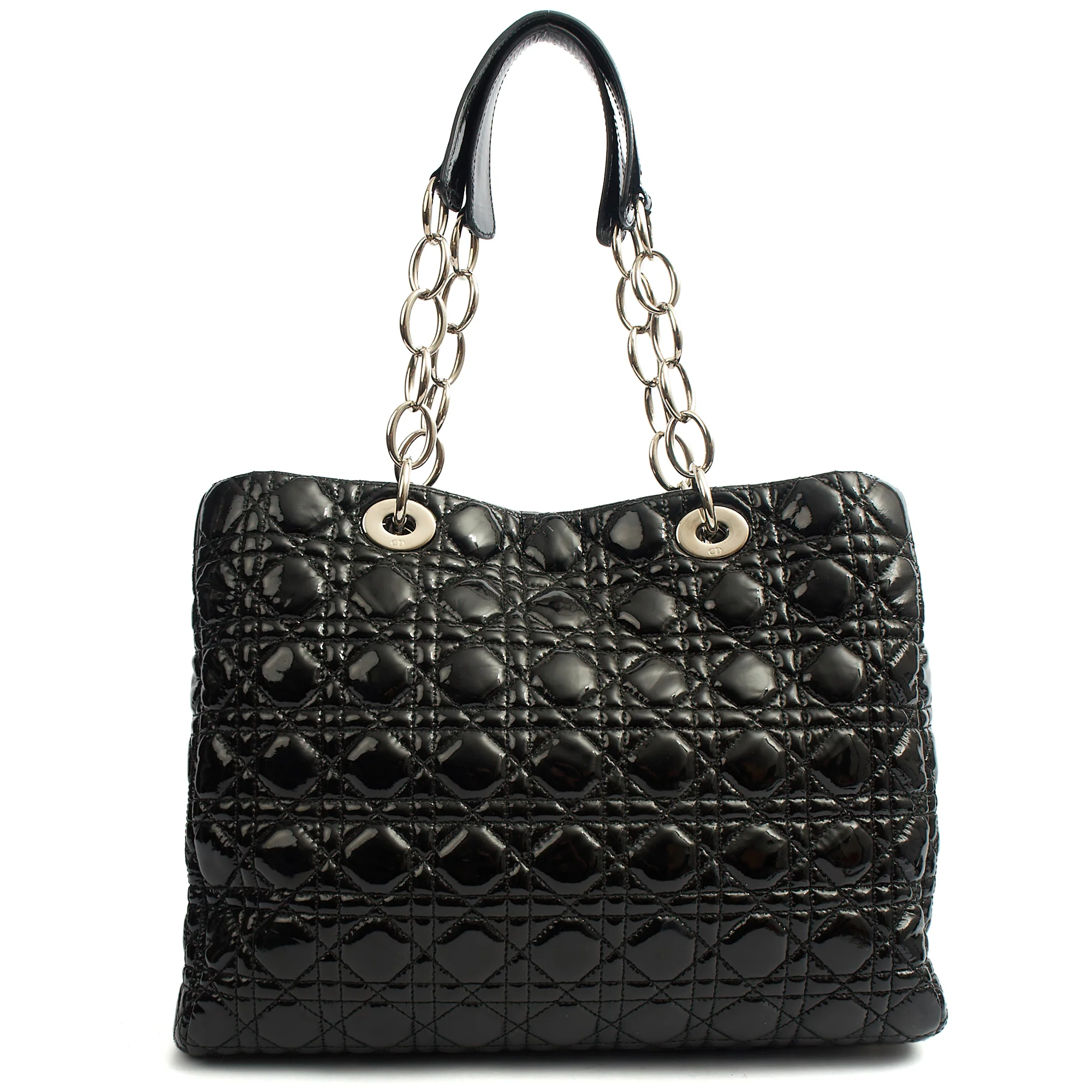 Picture of Christian Dior Tote Soft Cannage Shopper in Black, Patent Leather