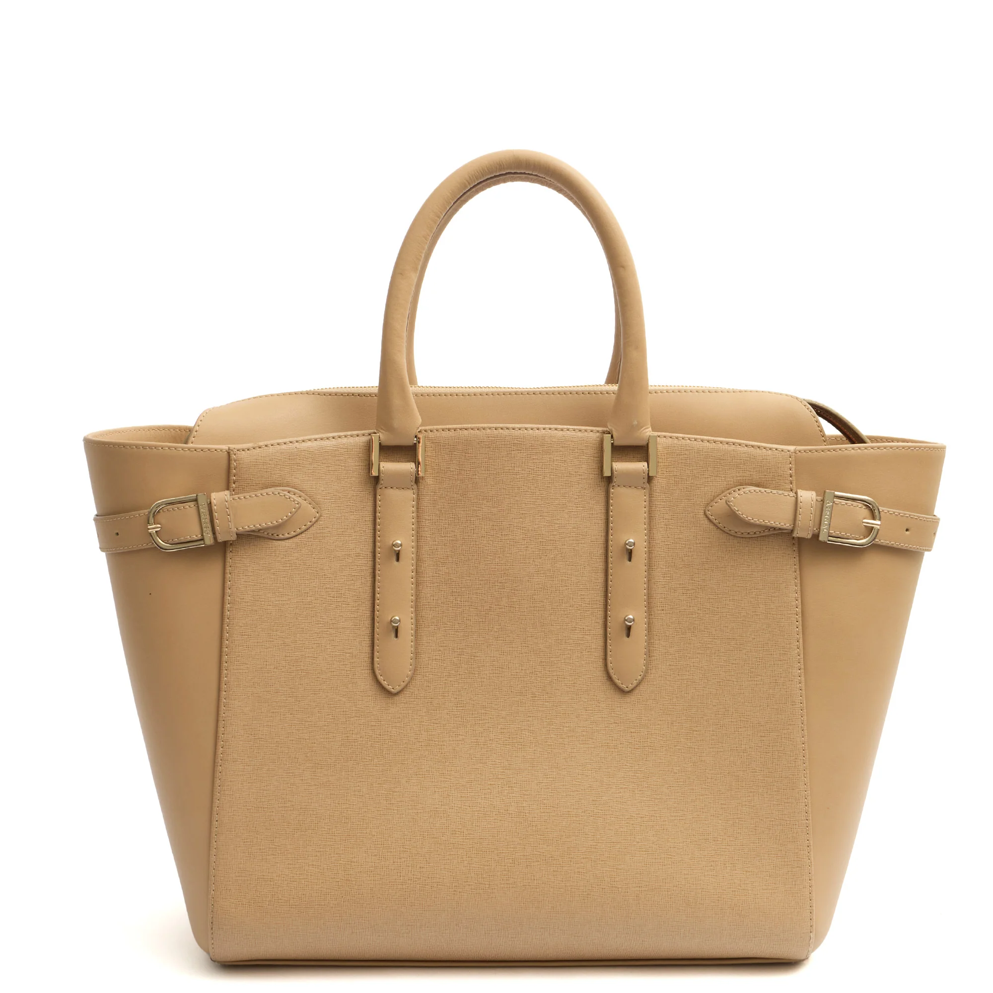 Picture of Aspinal of London Top Handle Marylebone Tote - Large in Neutral, Leather