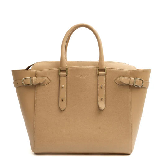 Picture of Aspinal of London Top Handle Marylebone Tote - Large in Neutral, Leather