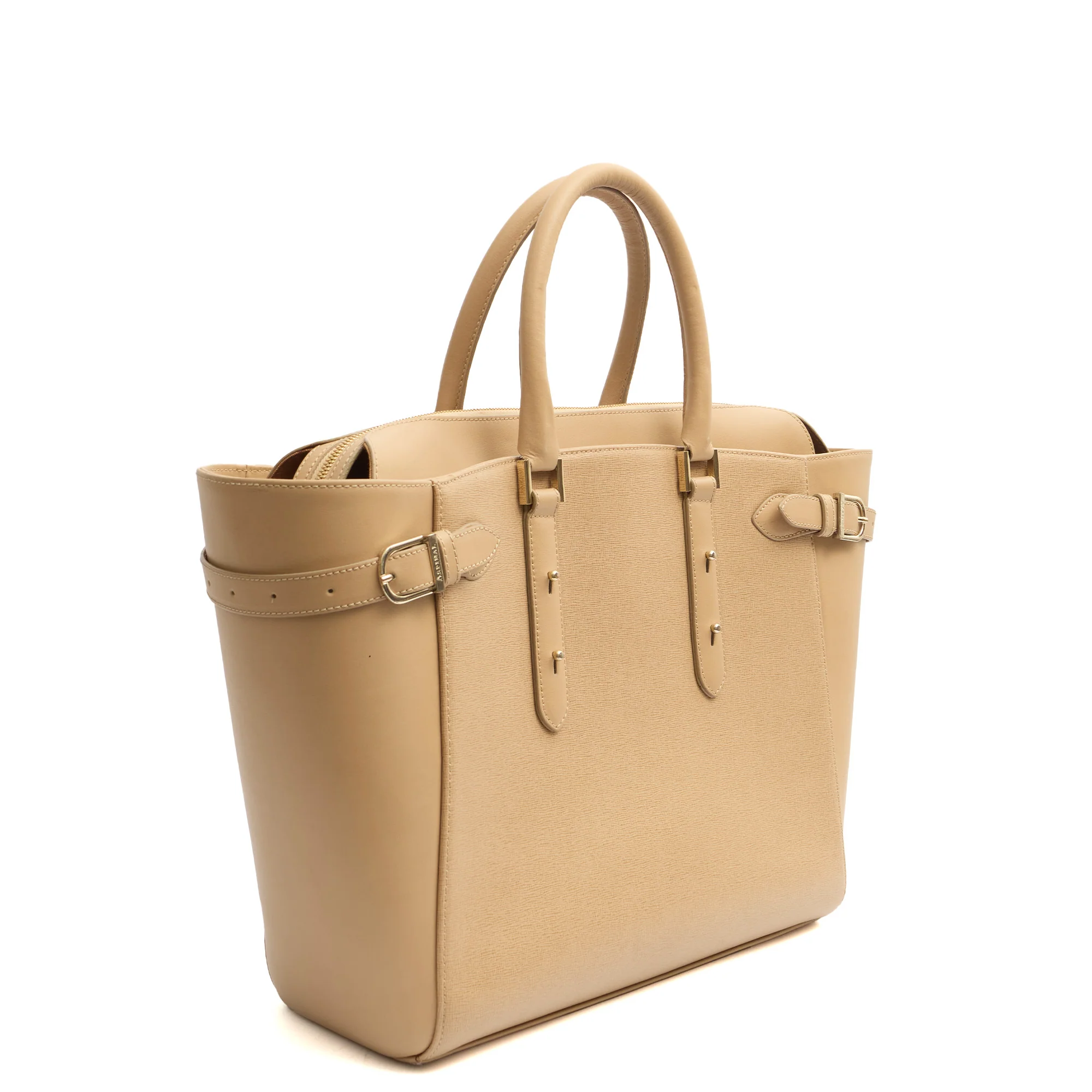 Picture of Aspinal of London Top Handle Marylebone Tote - Large in Neutral, Leather