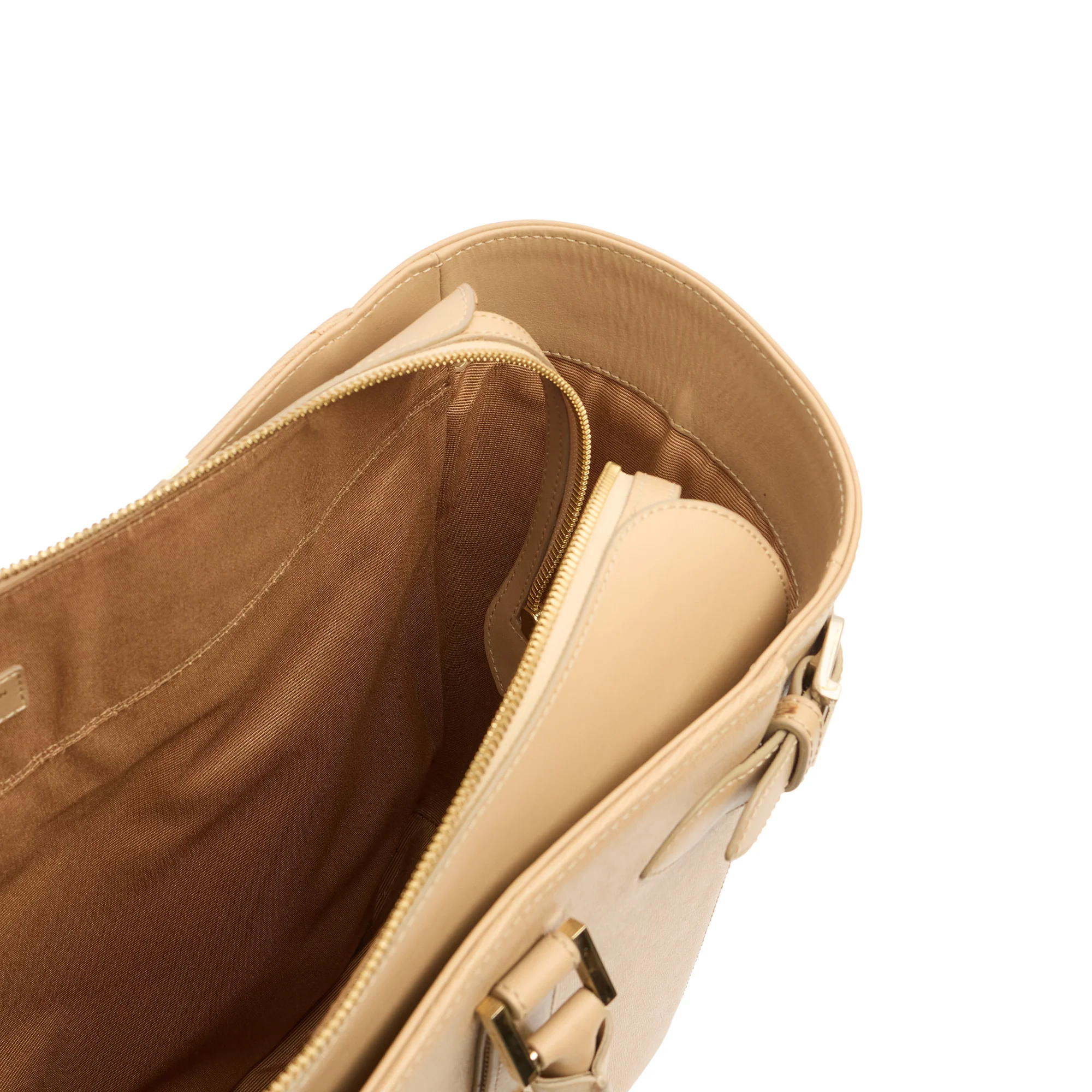 Picture of Aspinal of London Top Handle Marylebone Tote - Large in Neutral, Leather