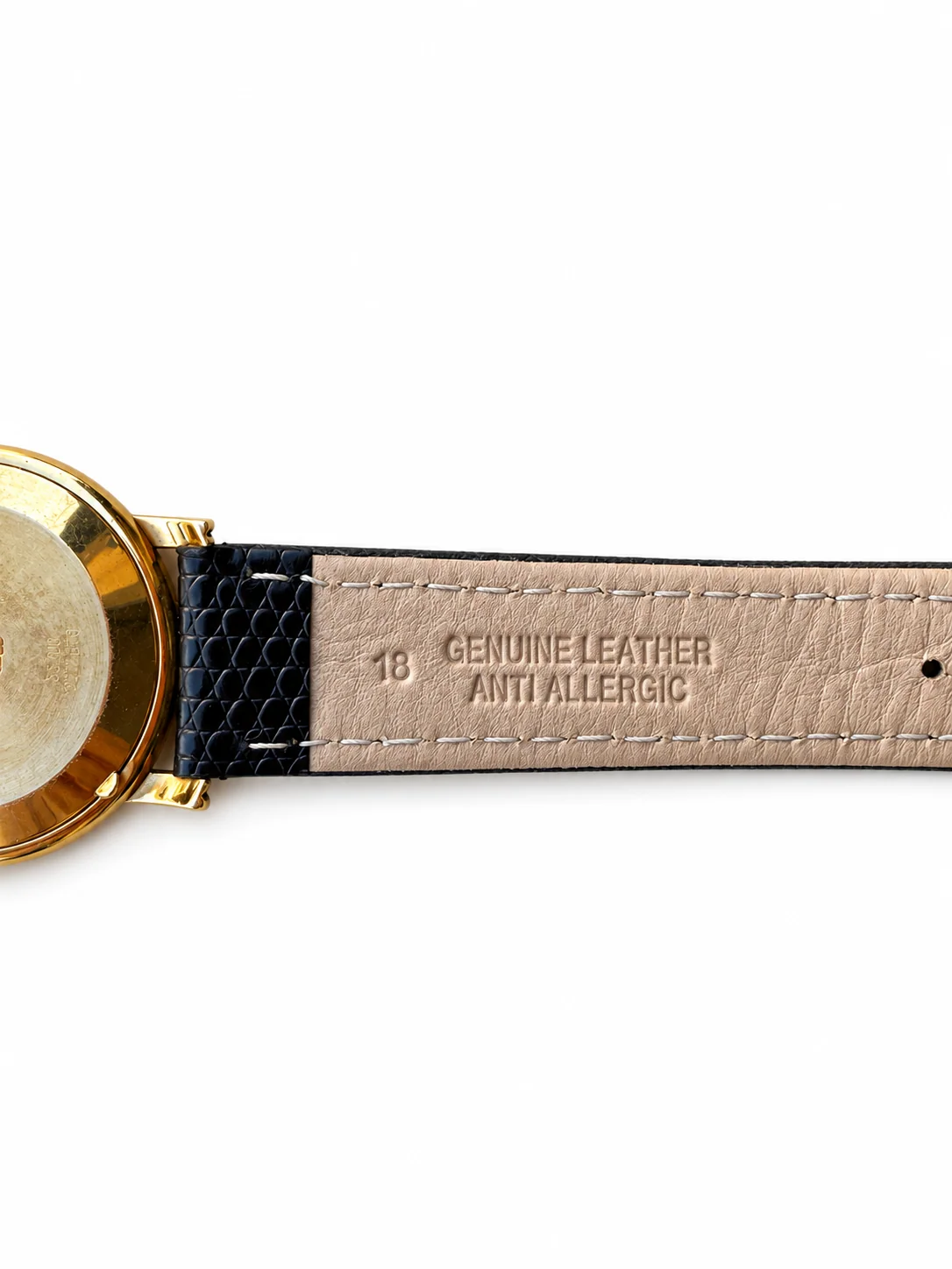 Baume & Mercier Classima black leather strap detail