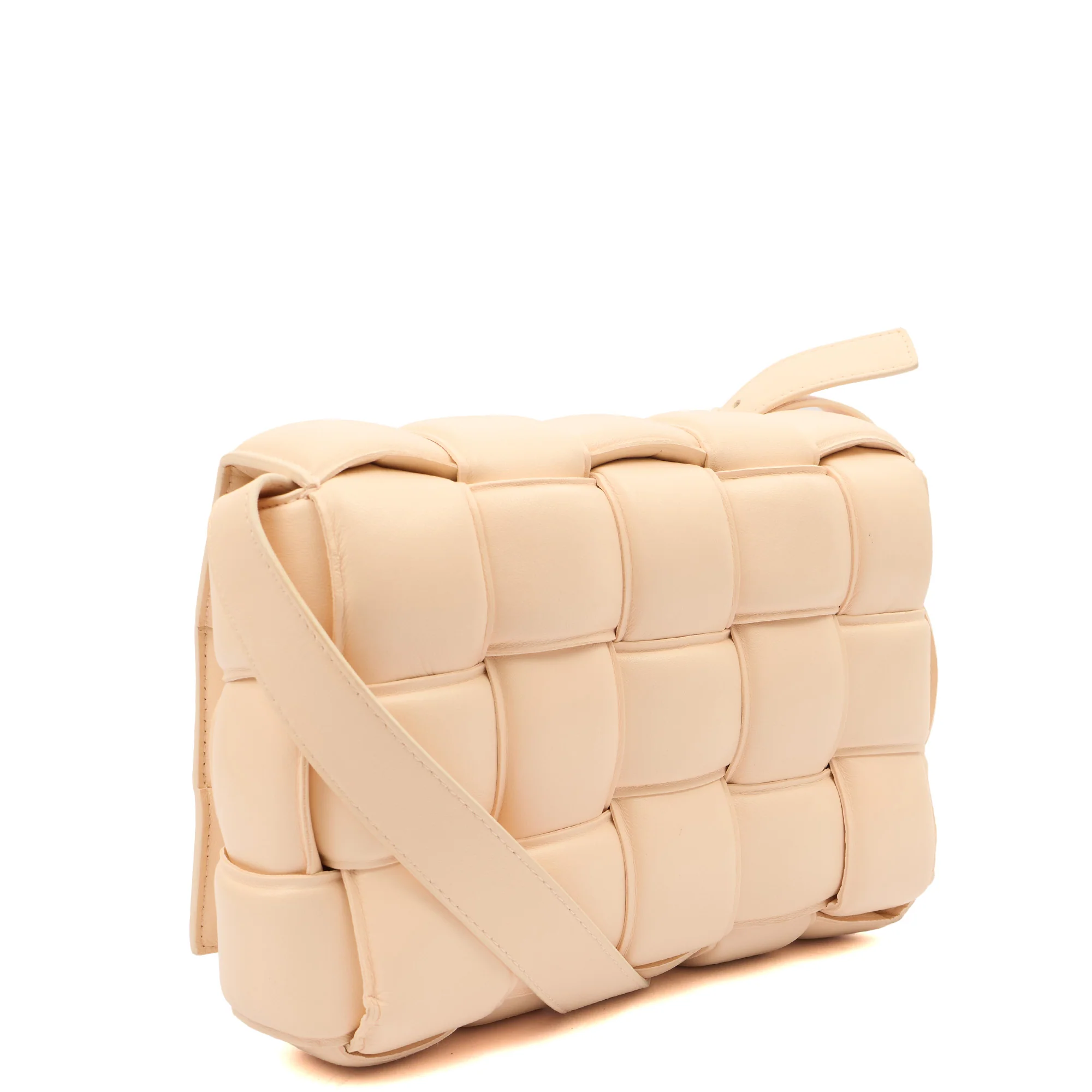 Picture of Bottega Veneta Cross Body Padded Cassette in Porridge, Leather