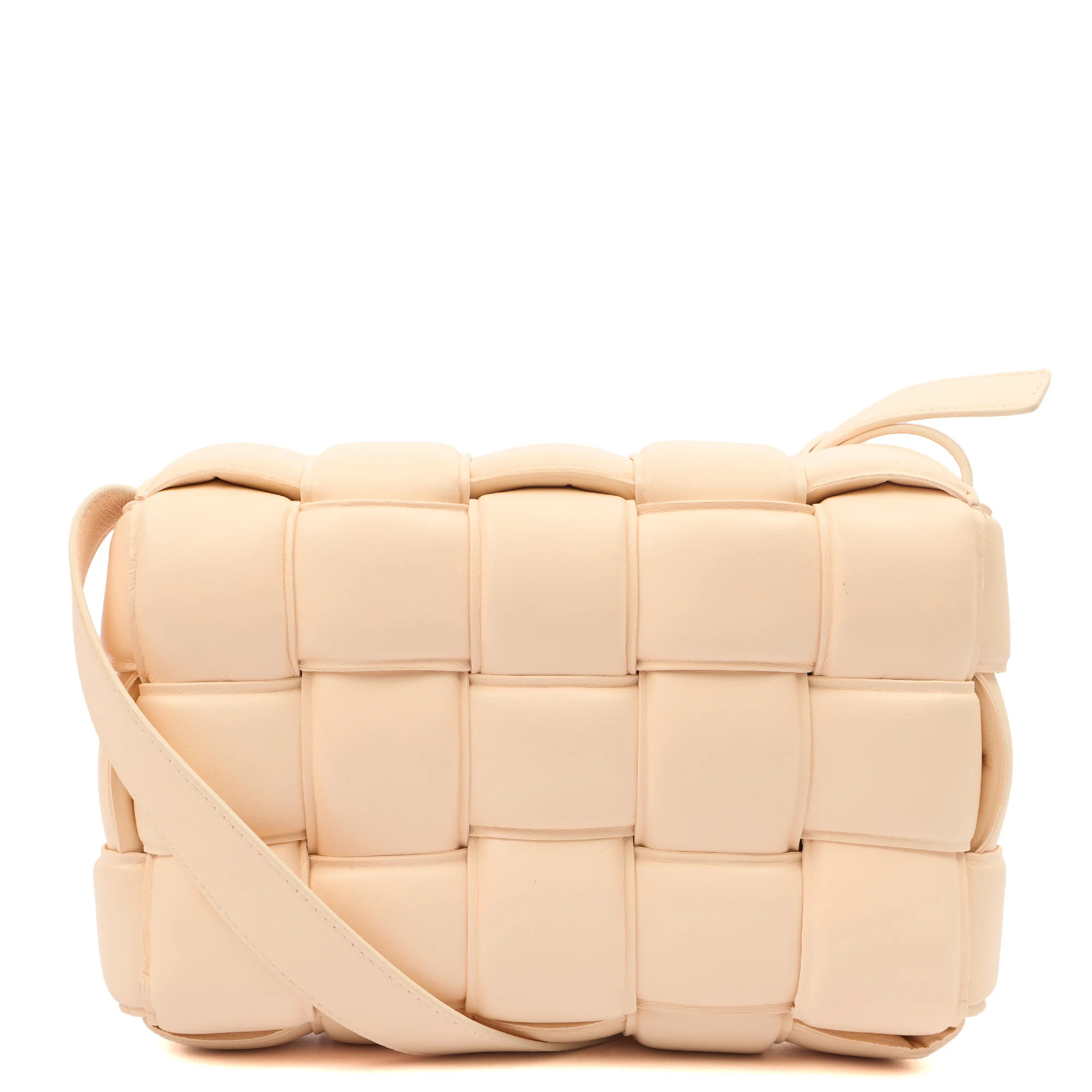 Picture of Bottega Veneta Cross Body Padded Cassette in Porridge, Leather