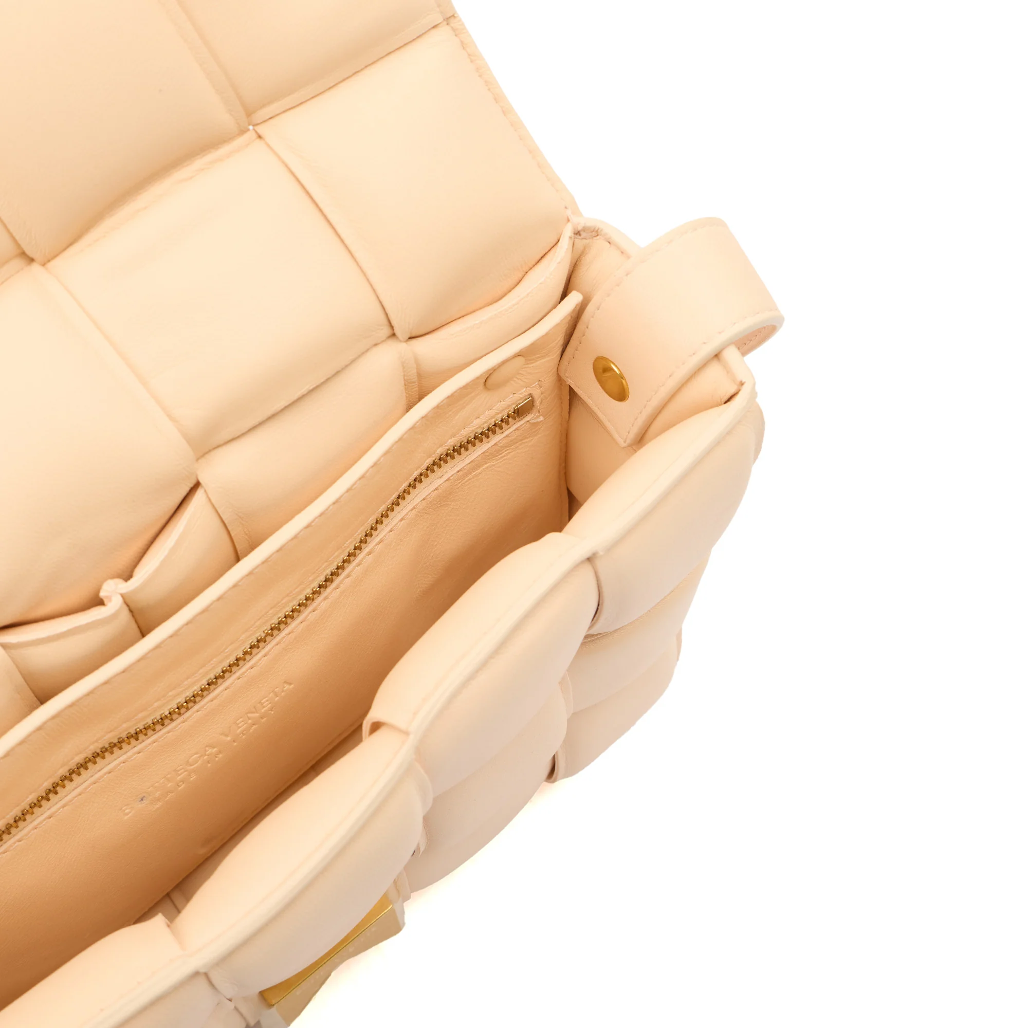 Picture of Bottega Veneta Cross Body Padded Cassette in Porridge, Leather