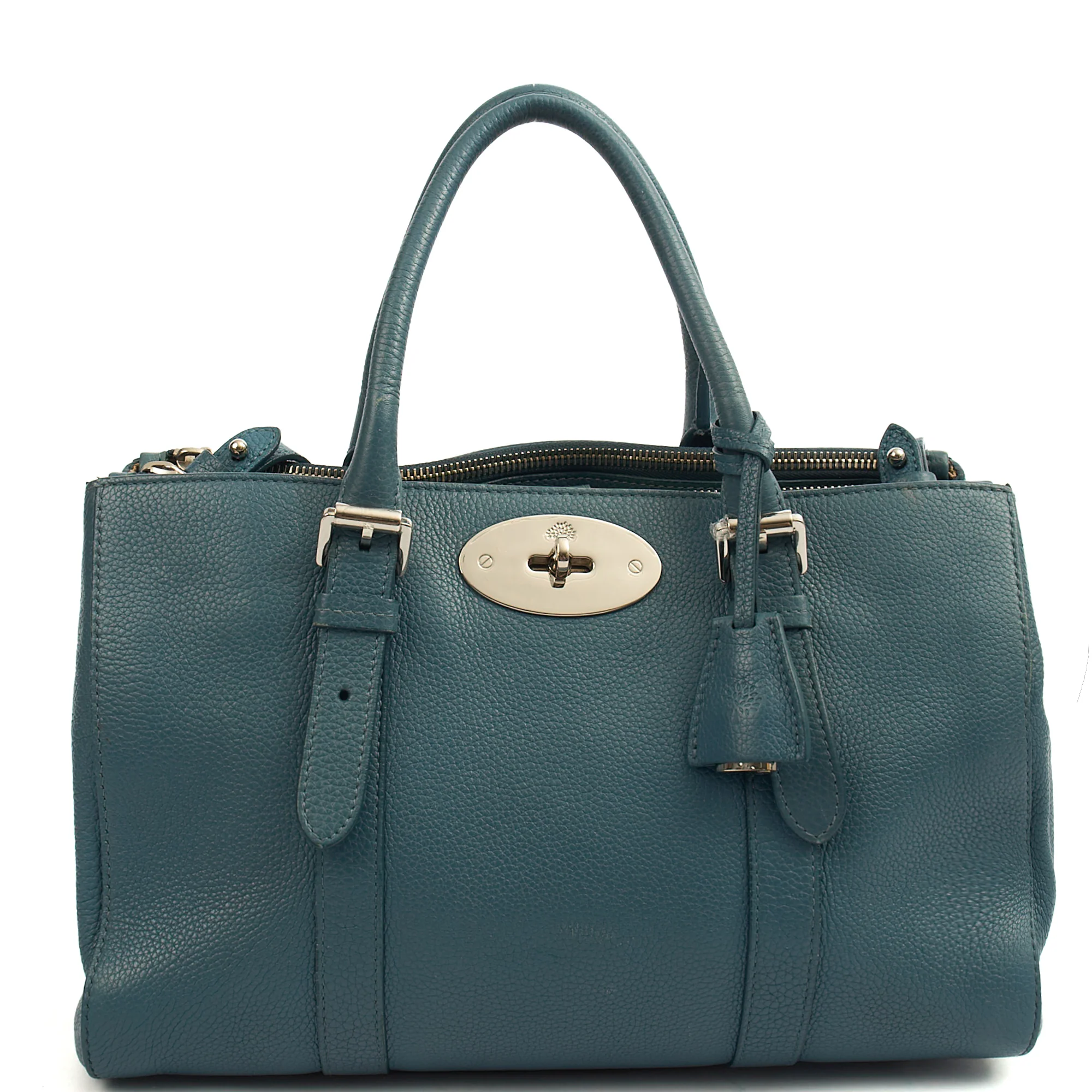 Picture of Mulberry Tote Bayswater Double Zip Tote - Small in Blue, Calfskin Leather
