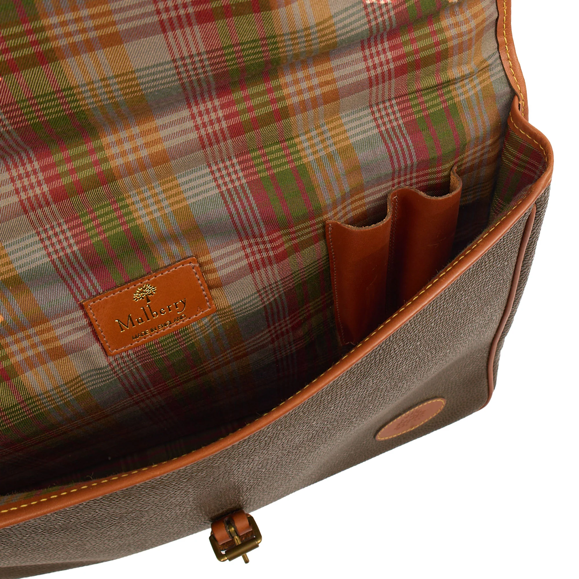 Picture of Mulberry Cross Body Briefcase in Green, Scotchgrain