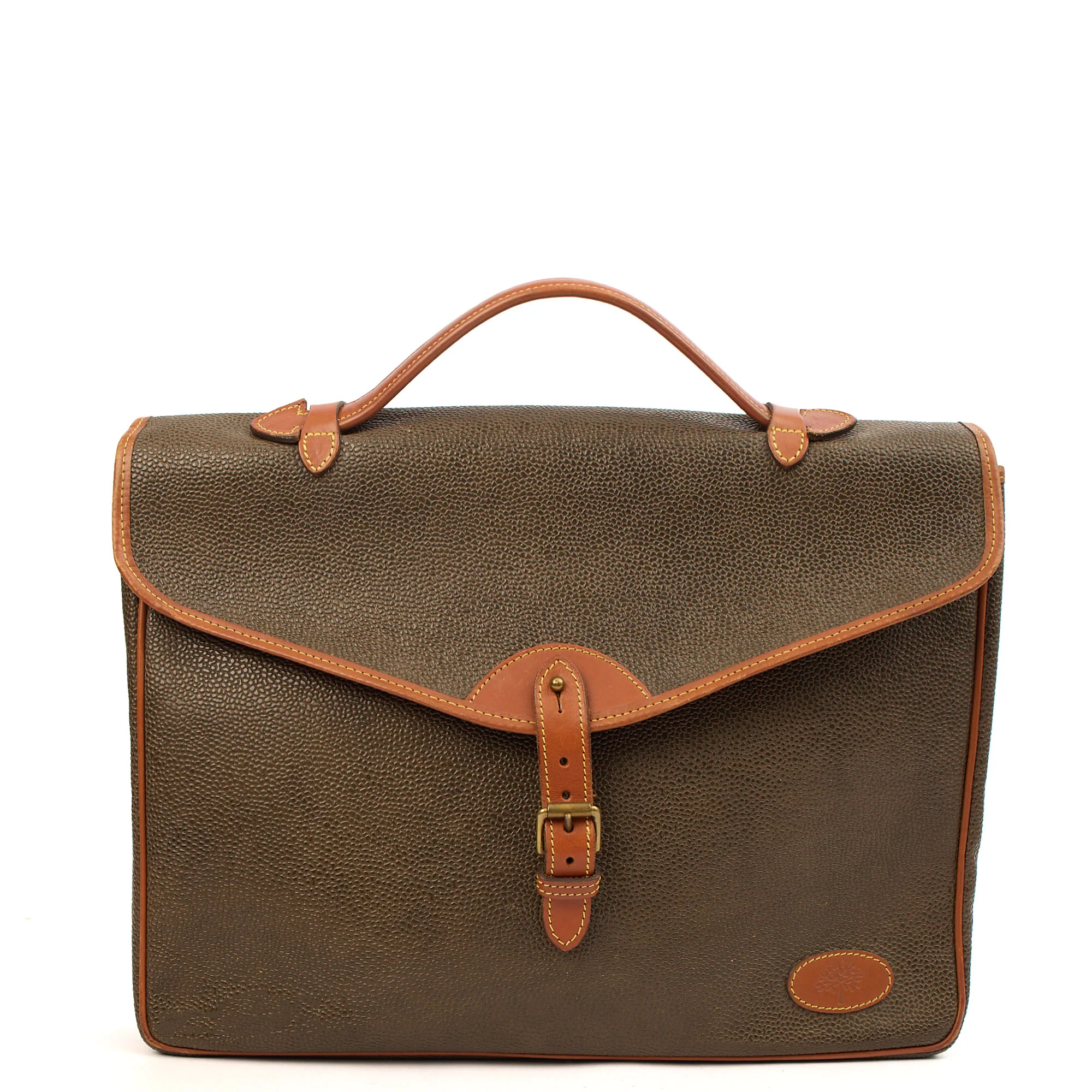 Picture of Mulberry Cross Body Briefcase in Green, Scotchgrain