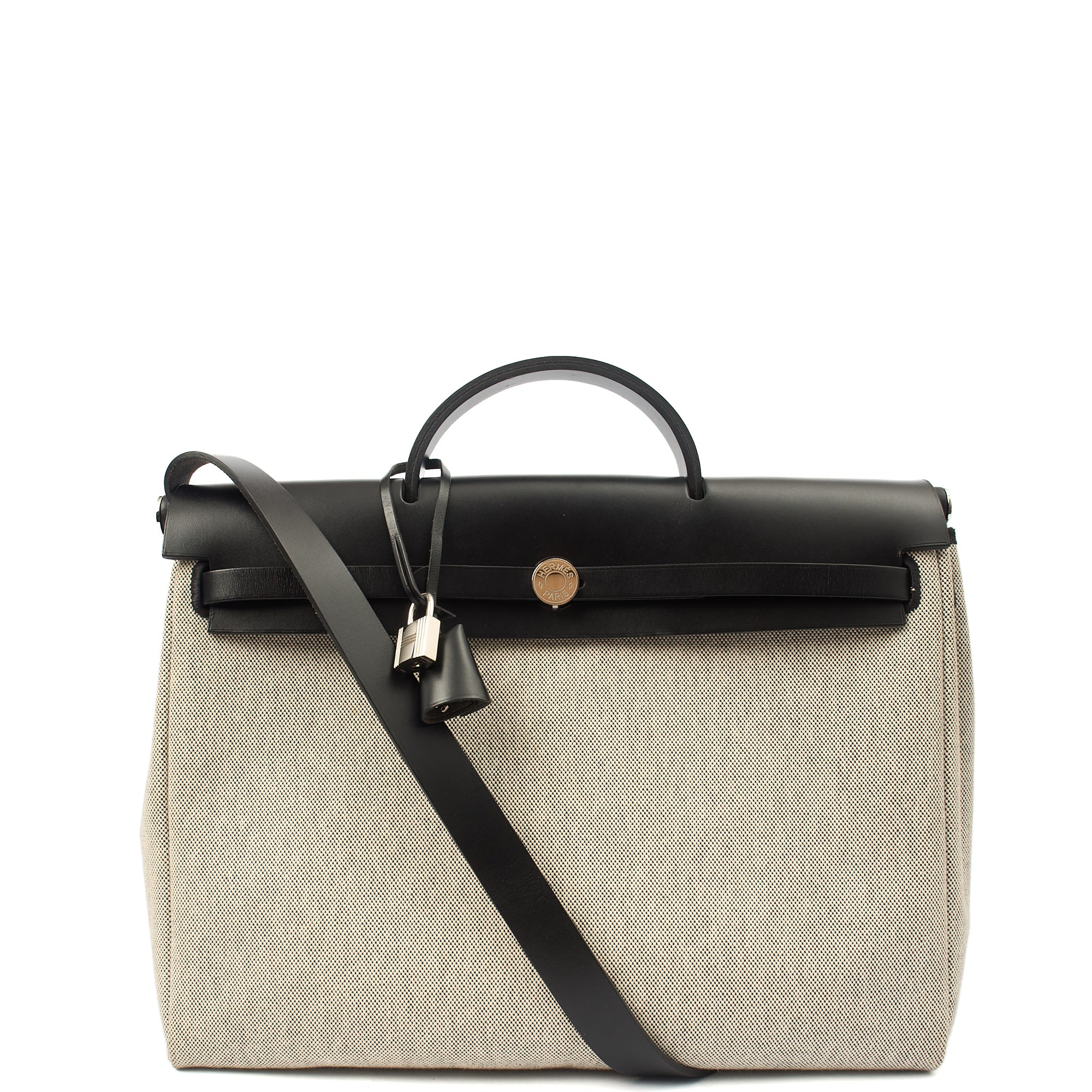 Picture of Hermes Tote Herbag Zip 31 in Black, Fabric