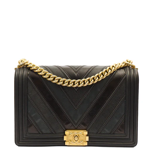 Picture of Chanel Shoulder Bag Boy - Medium in Black, Calfskin Leather