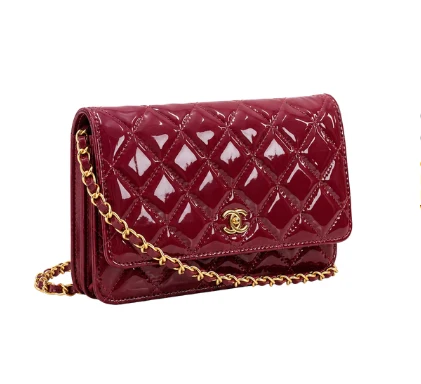 Chanel Quilted Patent Wallet on Chain