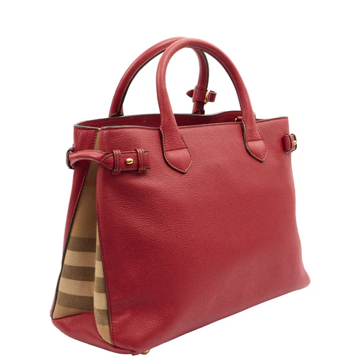 Picture of Burberry Tote Banner - Small in Red, Leather