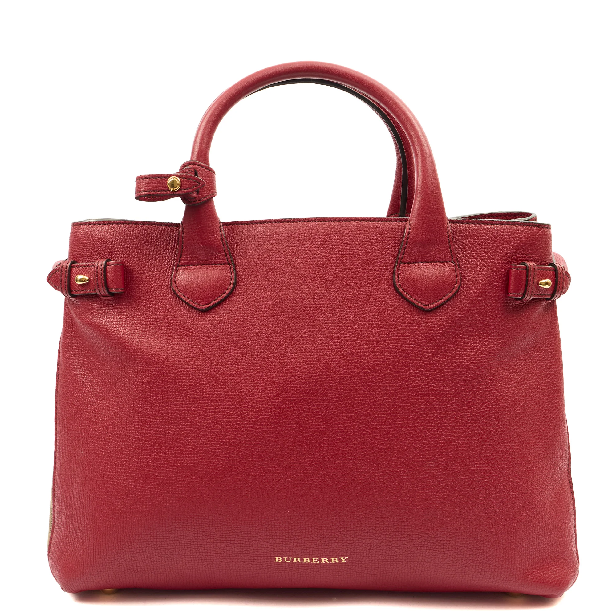 Picture of Burberry Tote Banner - Small in Red, Leather