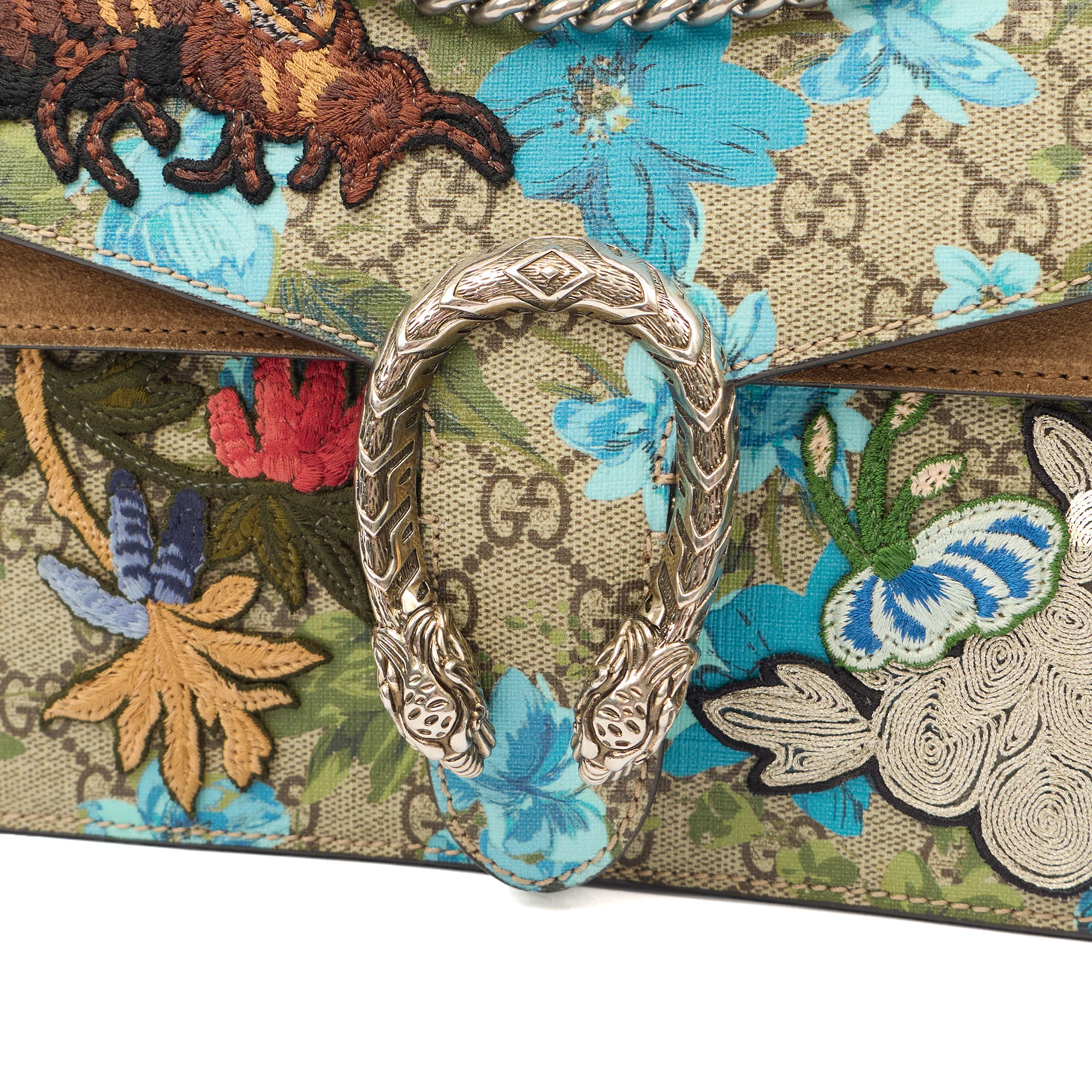 Picture of Gucci Cross Body Dionysus - Small in Blue Blooms, GG Supreme Canvas