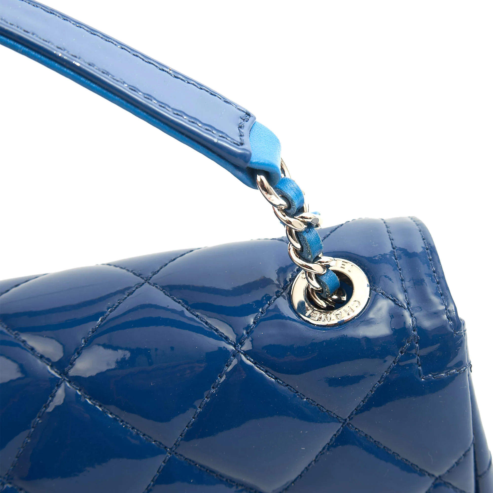 Picture of Chanel Shoulder Bag Classic Single Flap - Small in Blue, Patent Leather