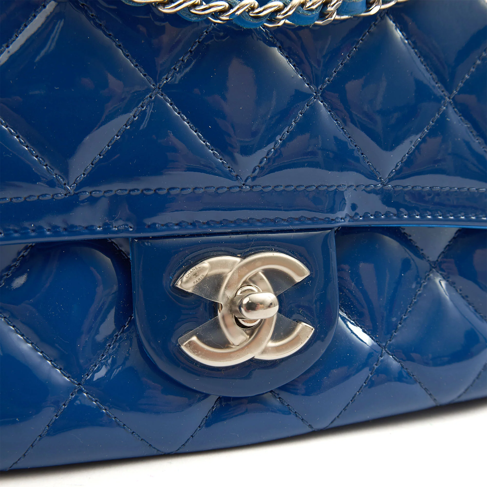 Picture of Chanel Shoulder Bag Classic Single Flap - Small in Blue, Patent Leather