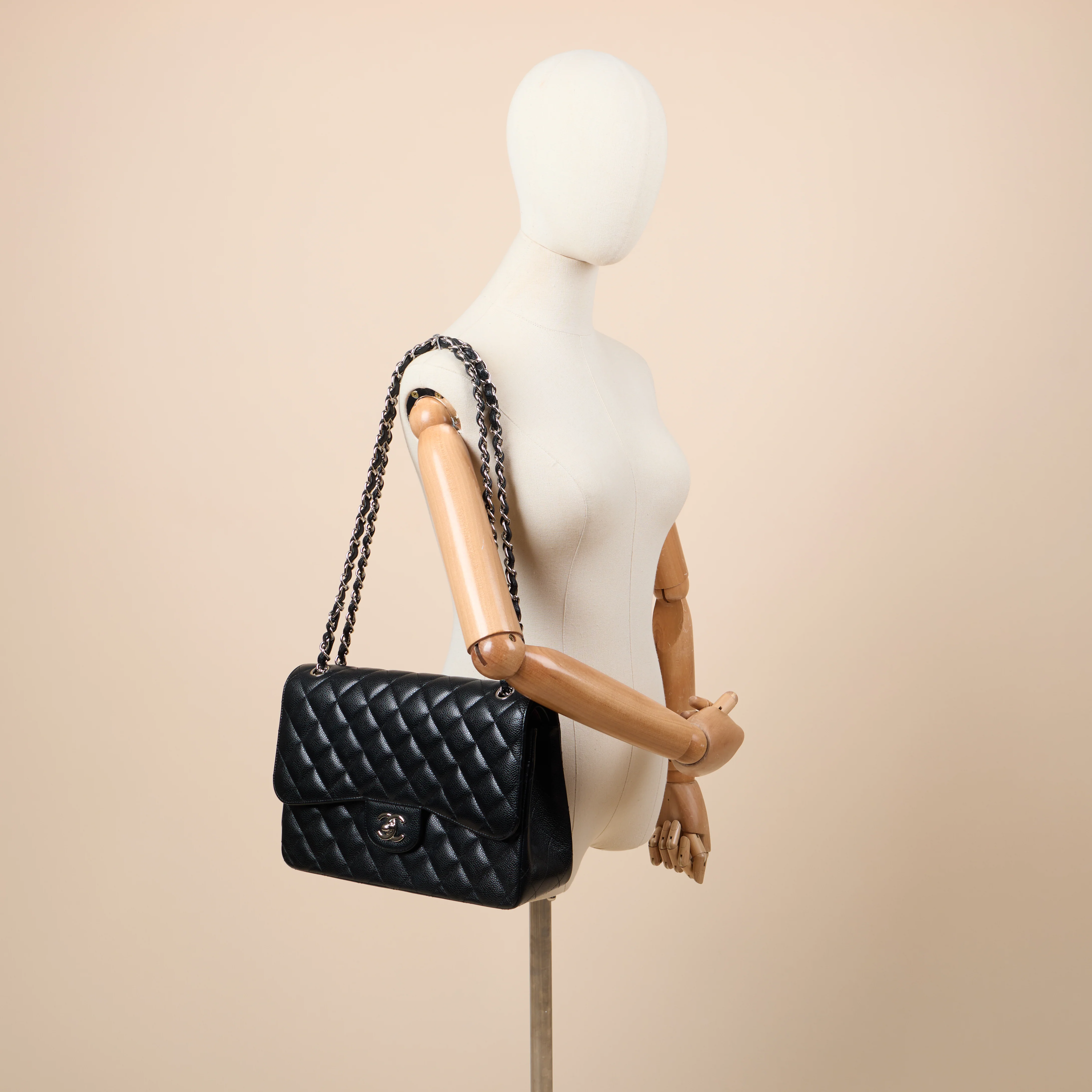 Picture of Chanel Shoulder Bag Classic Double Flap - Large in Black, Caviar Leather