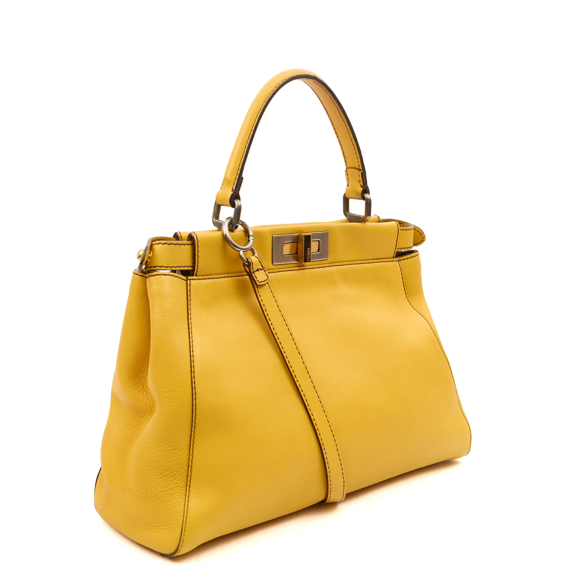 Picture of Fendi Tote Peekaboo - Medium in Yellow, Leather