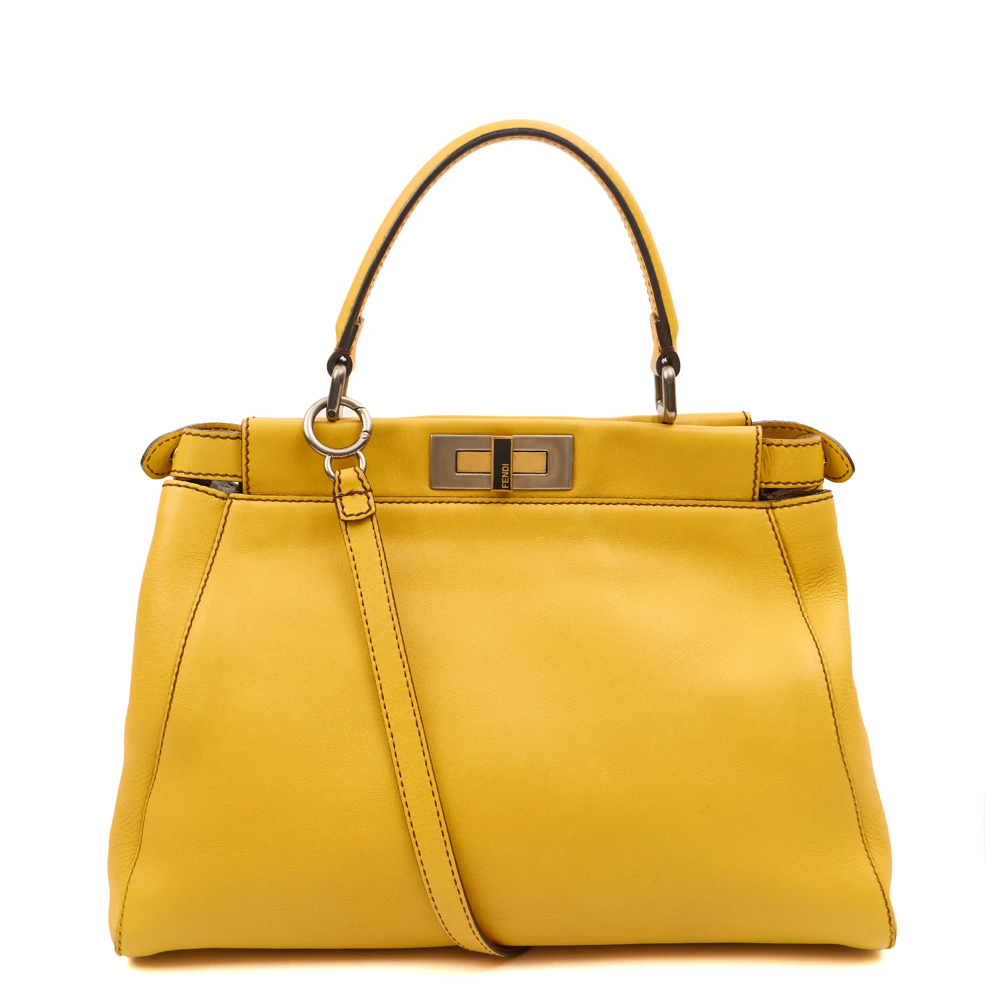 Picture of Fendi Tote Peekaboo - Medium in Yellow, Leather