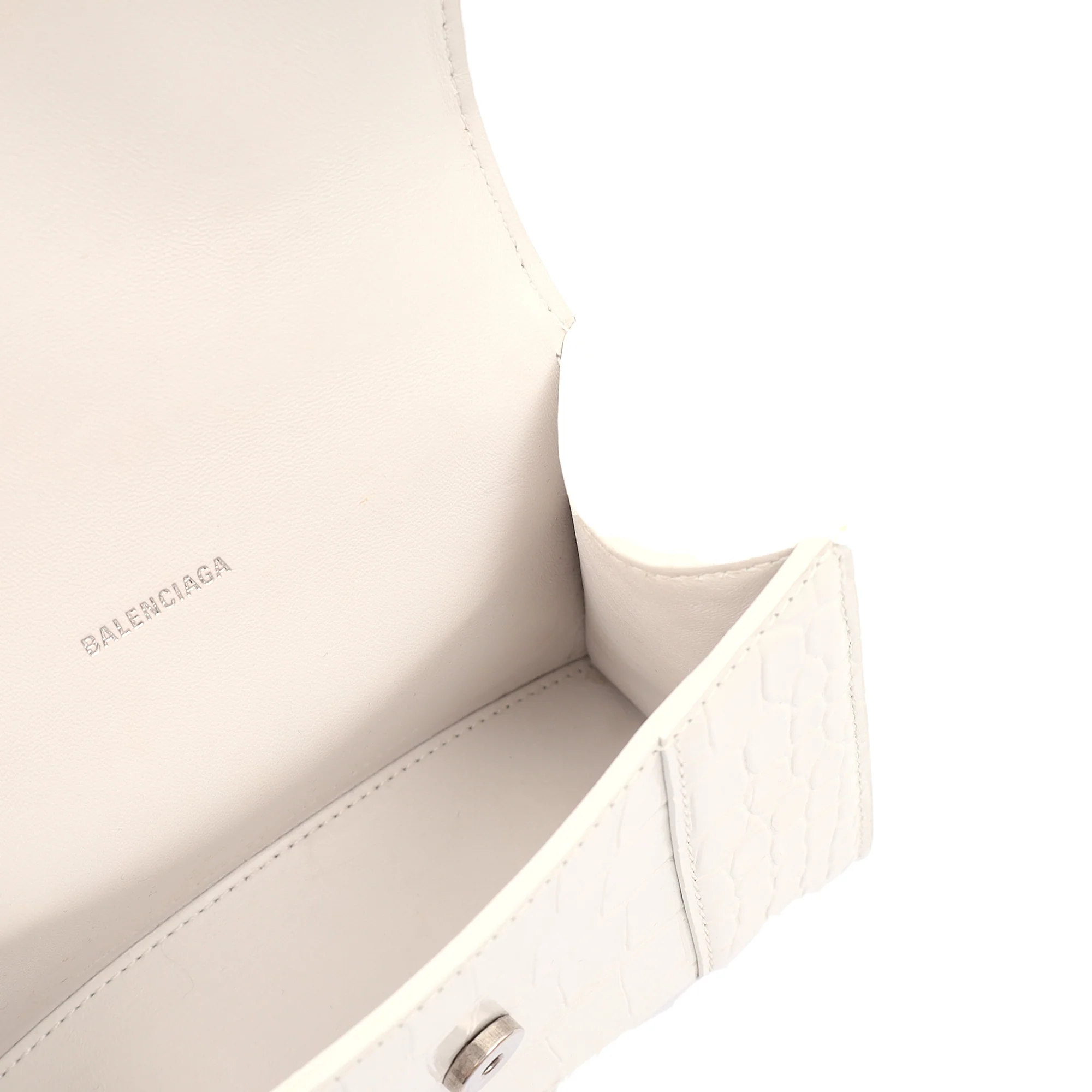 Picture of Balenciaga Mini Bag Hourglass Top Handle Small in White, Exotic Effect Leather