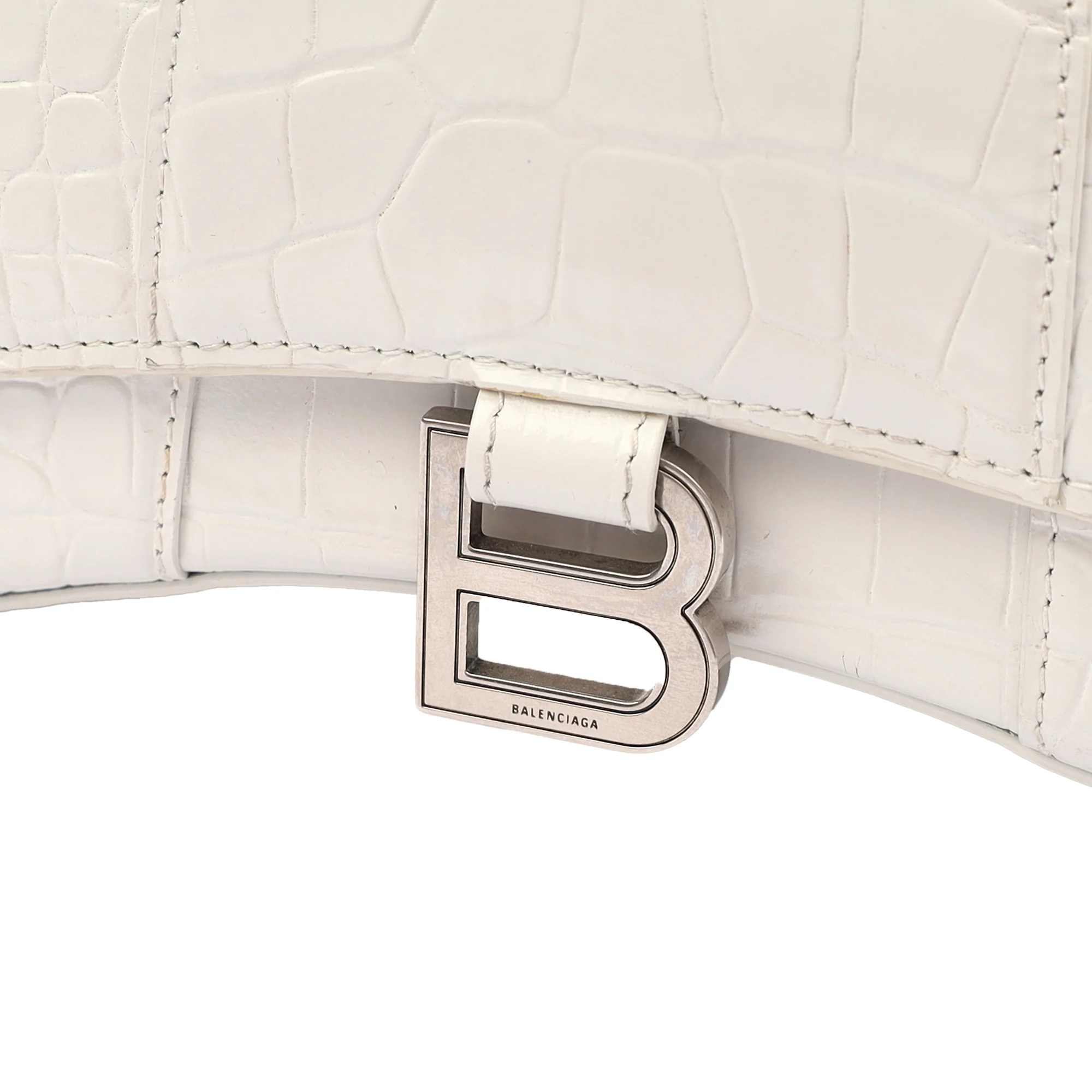 Picture of Balenciaga Mini Bag Hourglass Top Handle Small in White, Exotic Effect Leather