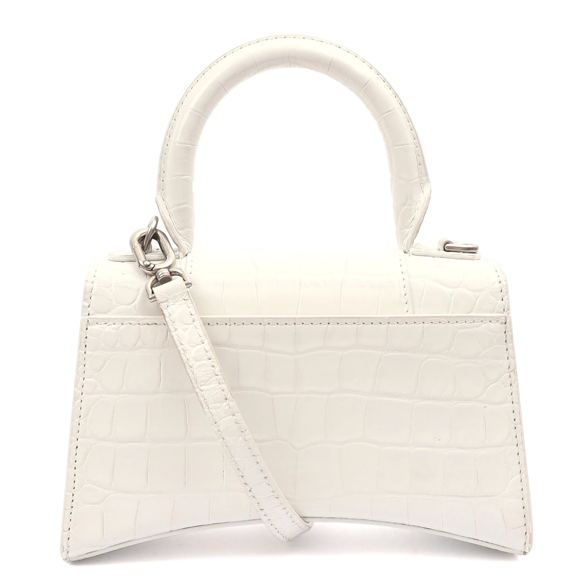 Picture of Balenciaga Mini Bag Hourglass Top Handle Small in White, Exotic Effect Leather