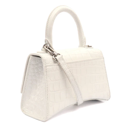 Picture of Balenciaga Mini Bag Hourglass Top Handle Small in White, Exotic Effect Leather