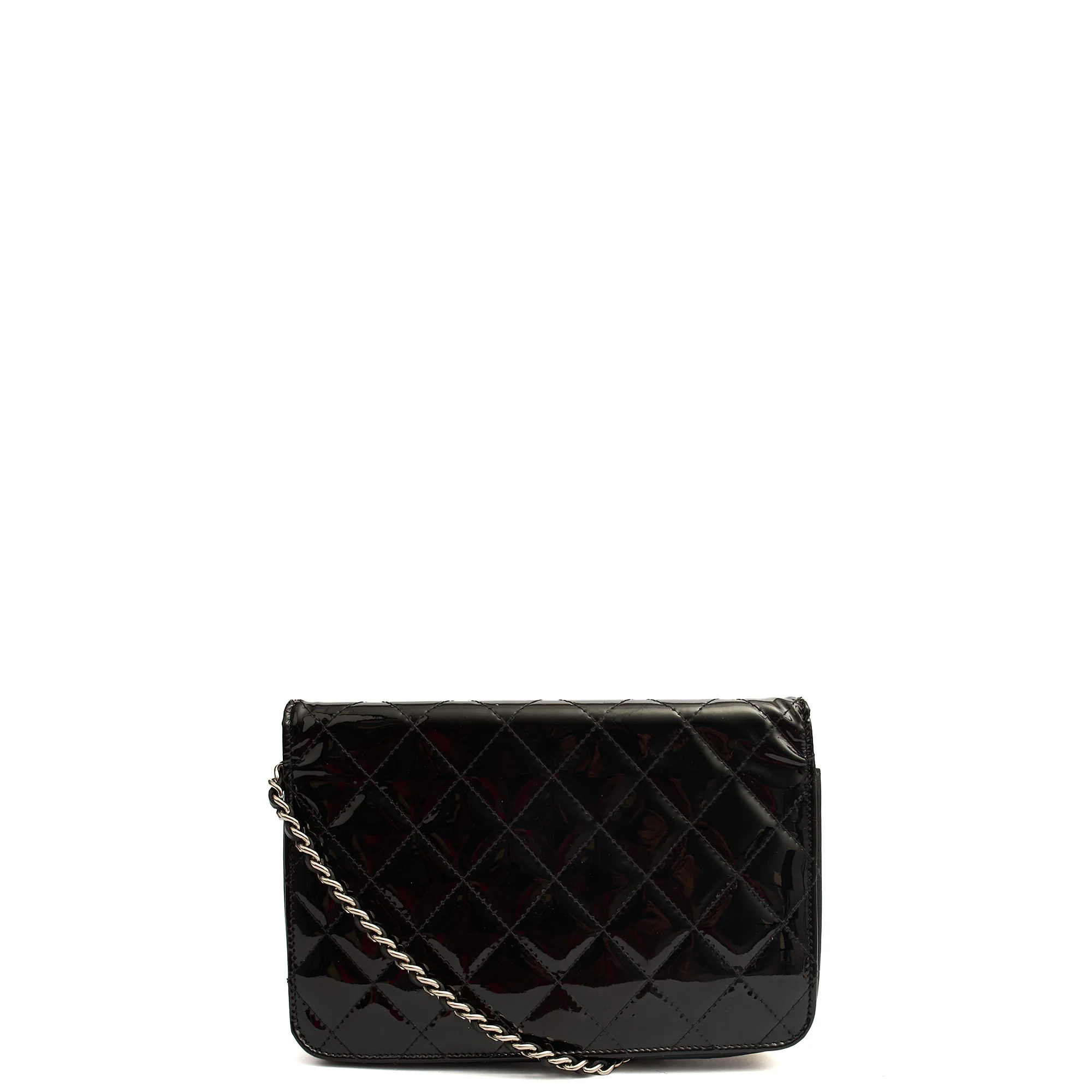 Picture of Chanel Cross Body Wallet on Chain in Black, Patent Leather