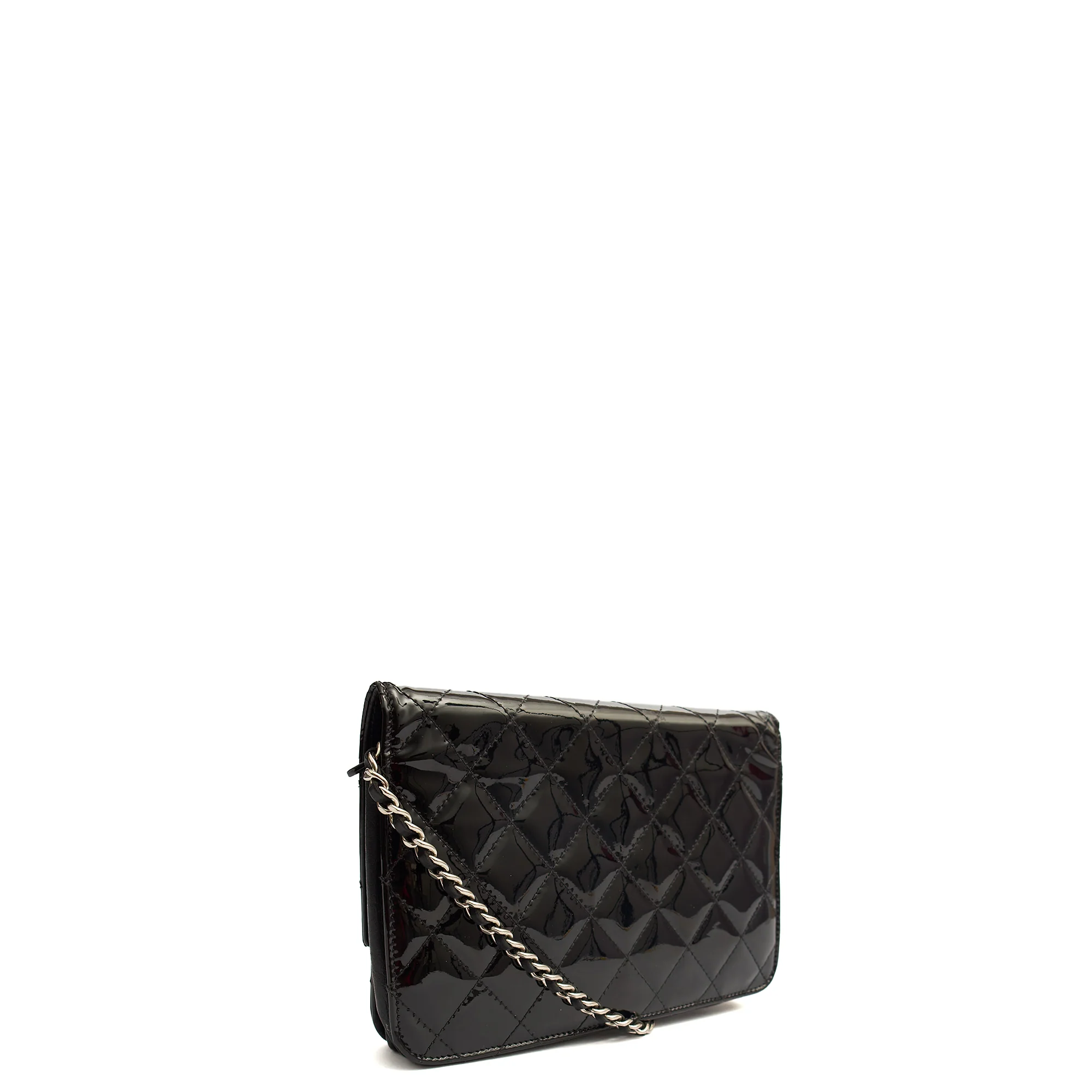 Picture of Chanel Cross Body Wallet on Chain in Black, Patent Leather