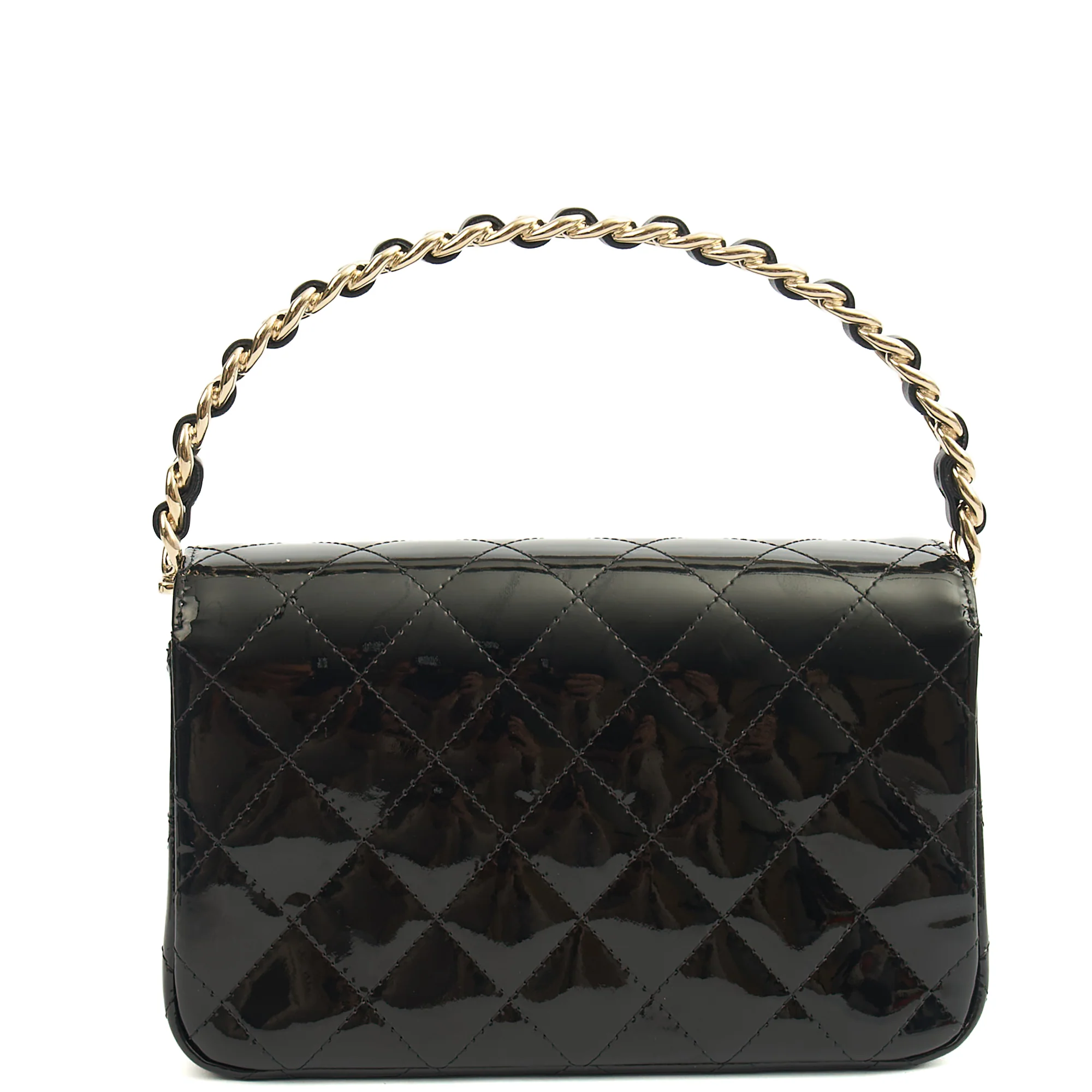 Picture of Chanel Top Handle Flap Bag With Top Handle in Black, Patent Leather