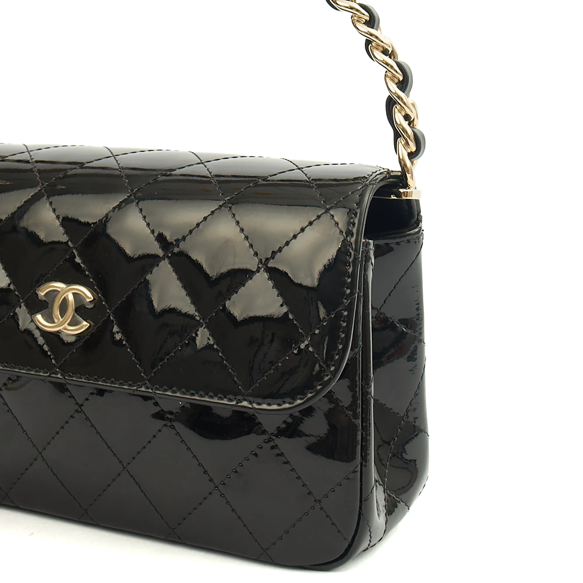 Picture of Chanel Top Handle Flap Bag With Top Handle in Black, Patent Leather