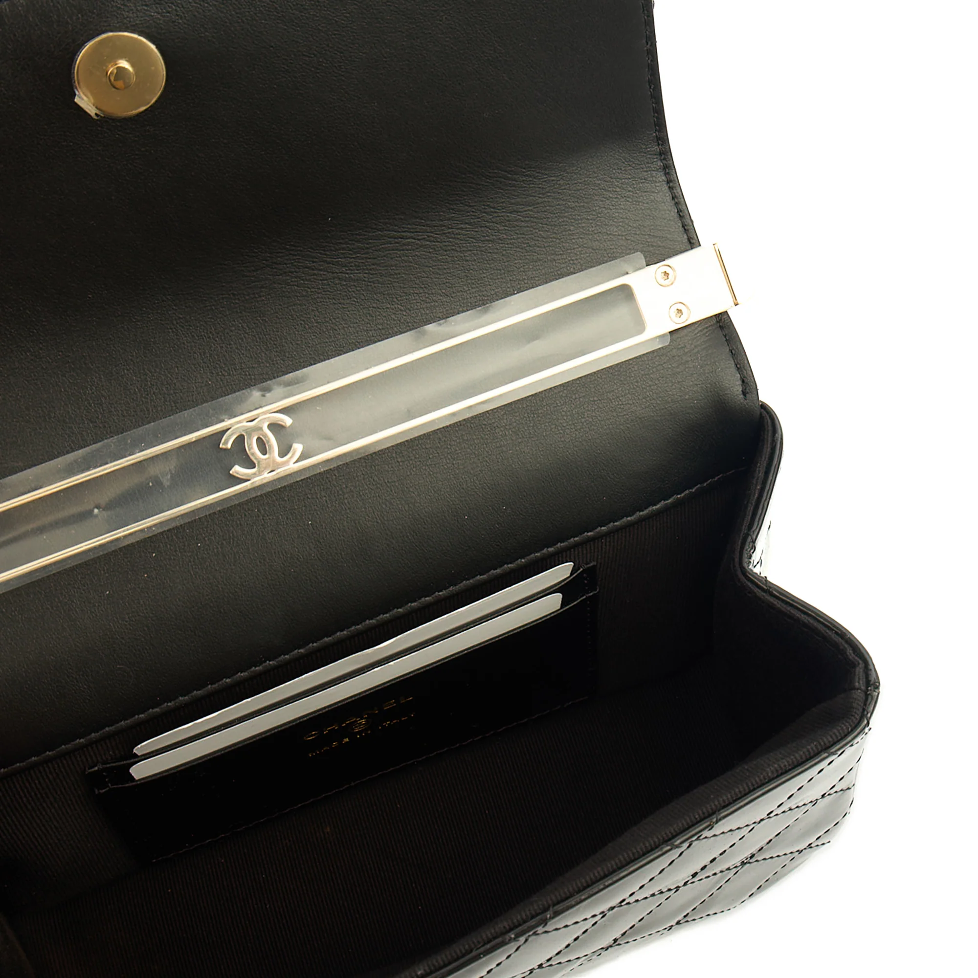 Picture of Chanel Top Handle Flap Bag With Top Handle in Black, Patent Leather